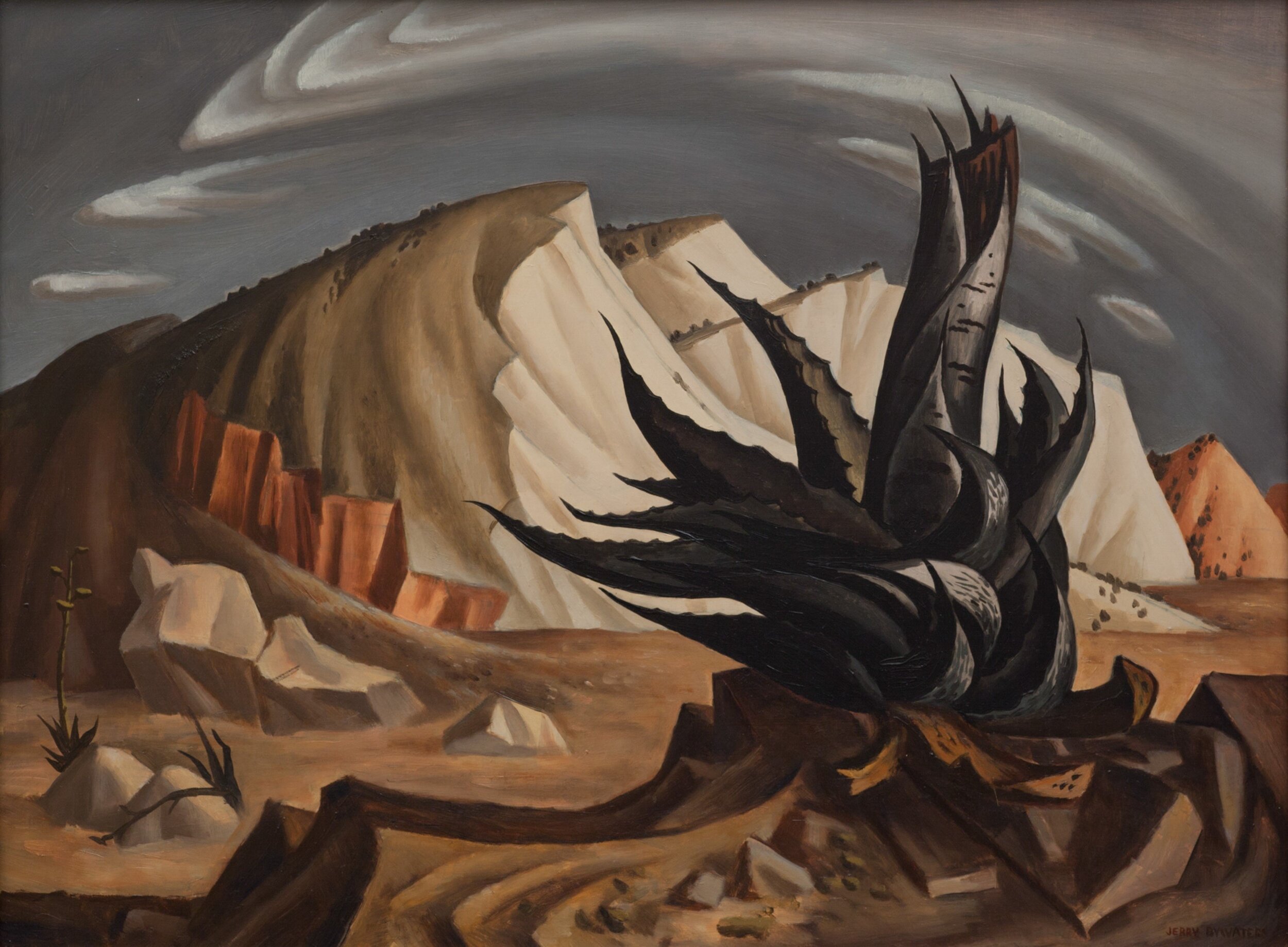   JERRY BYWATERS  (American, 1906—1989),  Century Plant , 1939, Oil on canvas, 18 x 24 inches ,  Courtesy of the Albritton Collection 