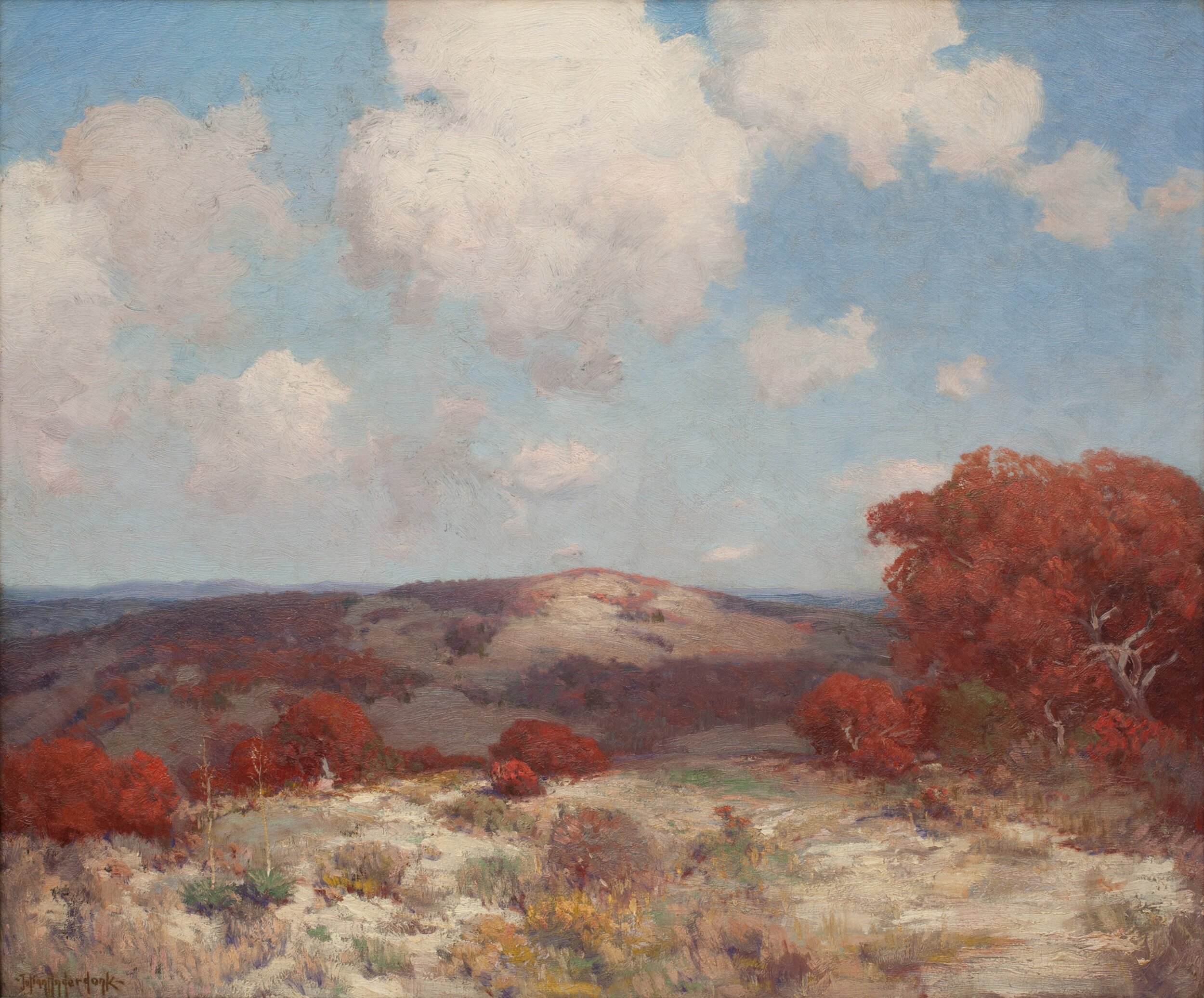   JULIAN ONDERDONK  (American, 1882-1922),  In The Hills Of The Spanish Oaks,  ca. 1913, Oil on canvas, 25 x 30 ½ inches, Courtesy of the Albritton Collection 