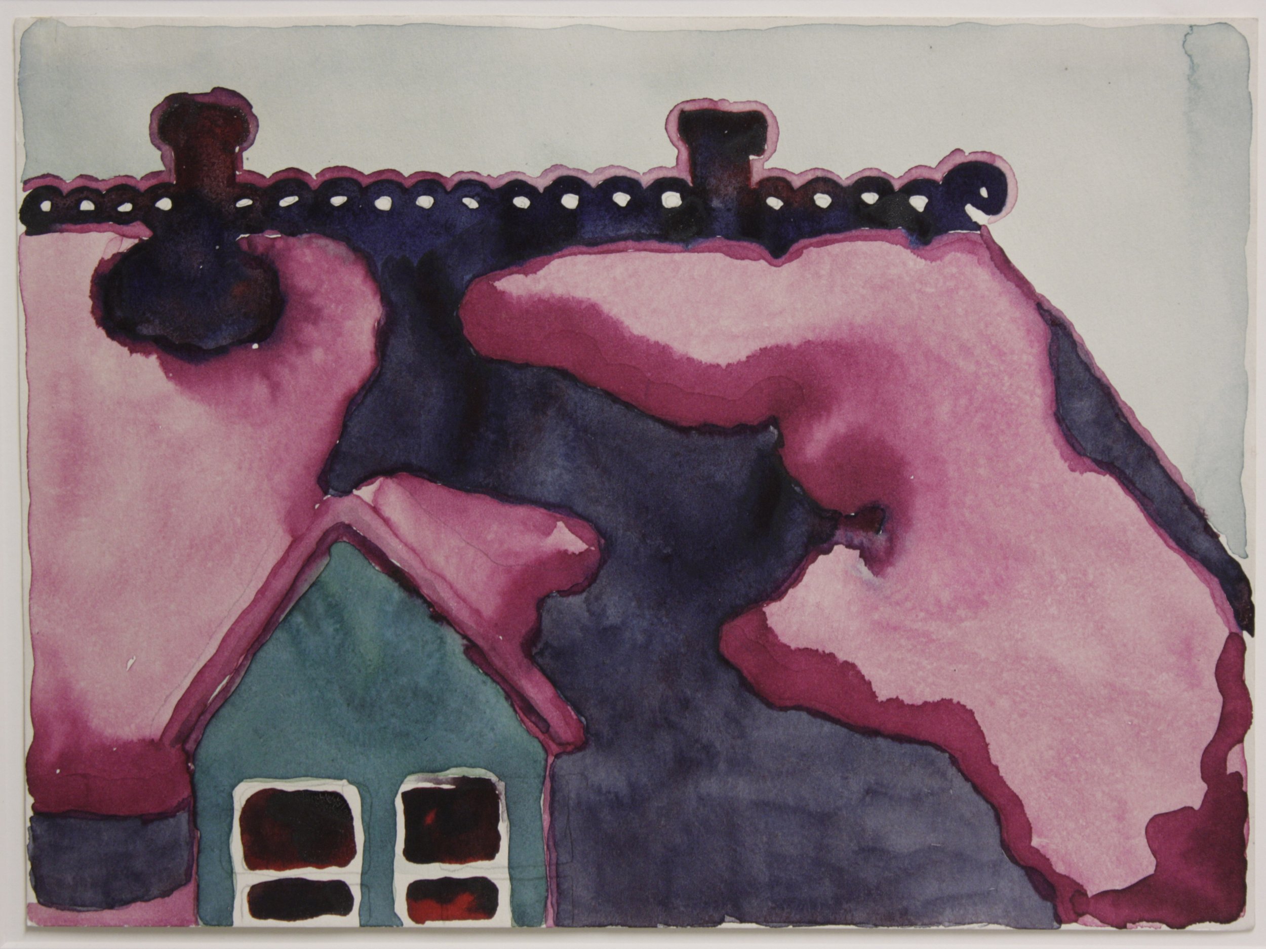   GEORGIA O’KEEFFE ,   (American, 1887-1986),  Roof with Snow , 1917, Watercolor on paper, 8 5/8 x 11 3/4 inches, Collection of the Amarillo Museum of Art, Purchased with funds from the National Endowment for the Arts, Amarillo Area Foundation, Amari