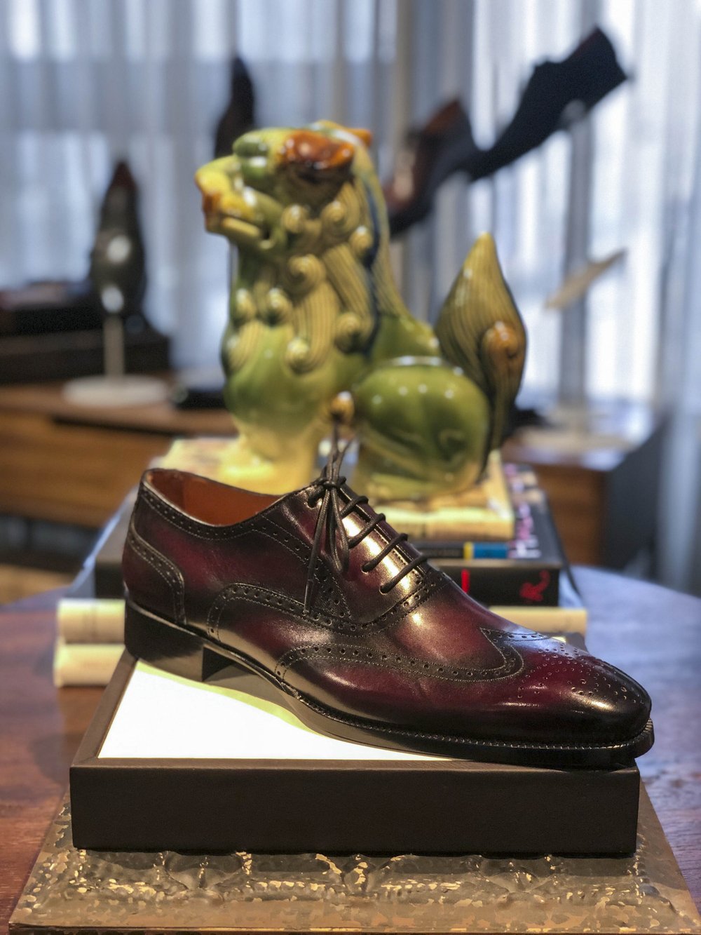 custom fit dress shoes LAZARO Bespoke Custom Made & Fitted Wholecut Oxford Dress Shoes BURGUNDY CALFSKIN FIRST TIME ORDER: At-Home Fitting with Bio-Foam Precision Foot
