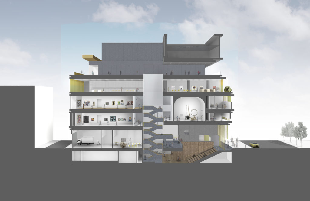 Section through the Studio Museum in Harlem. Rendering courtesy of Adjaye Associates