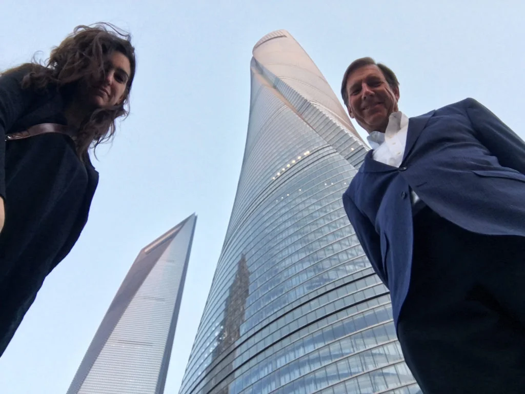 Aaron with dad in Shanghai