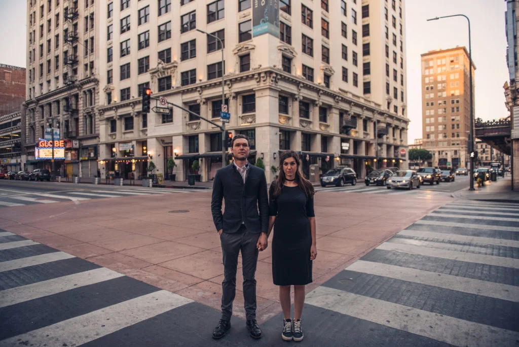 Aaron with her husband Stephen in Downtown LA. Photo by Formwork Photography