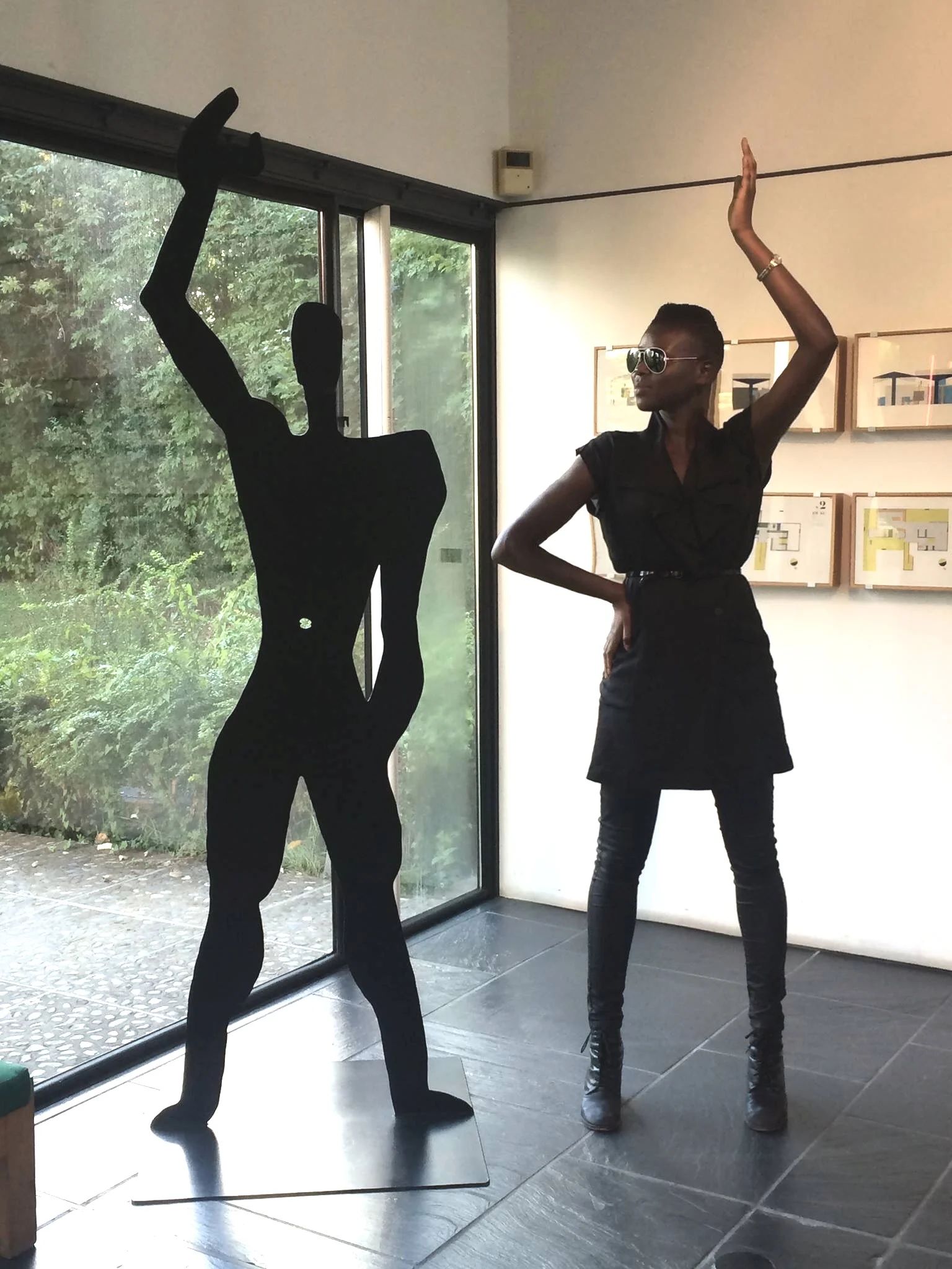 Amina getting acquainted with scale, on a BIG Swiss Study Trip, Corbusier Swiss Pavilion, Zurich
