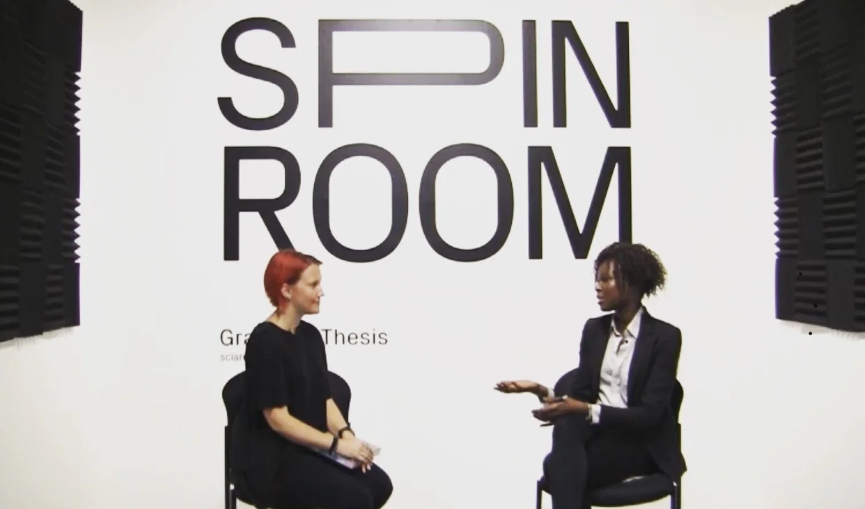 Amina at Sci-Arc’s Spin Room, Interviewing senior thesis graduate Ashley Hastings