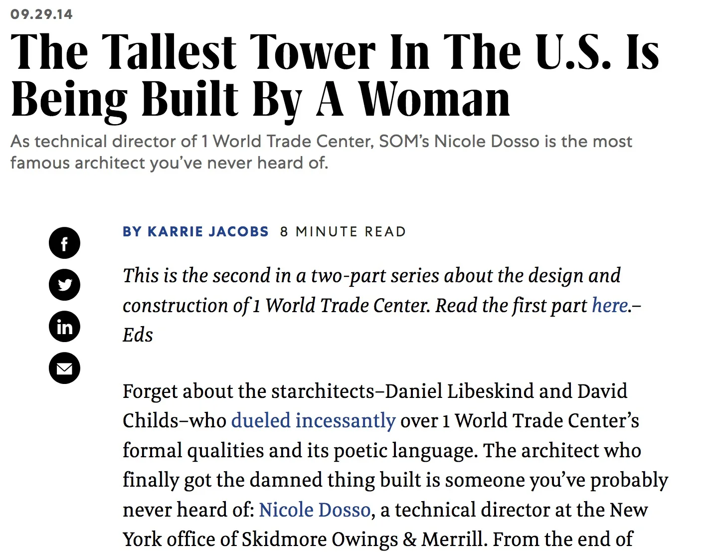 Karrie’s piece on Nicole Dosso for Fast Company