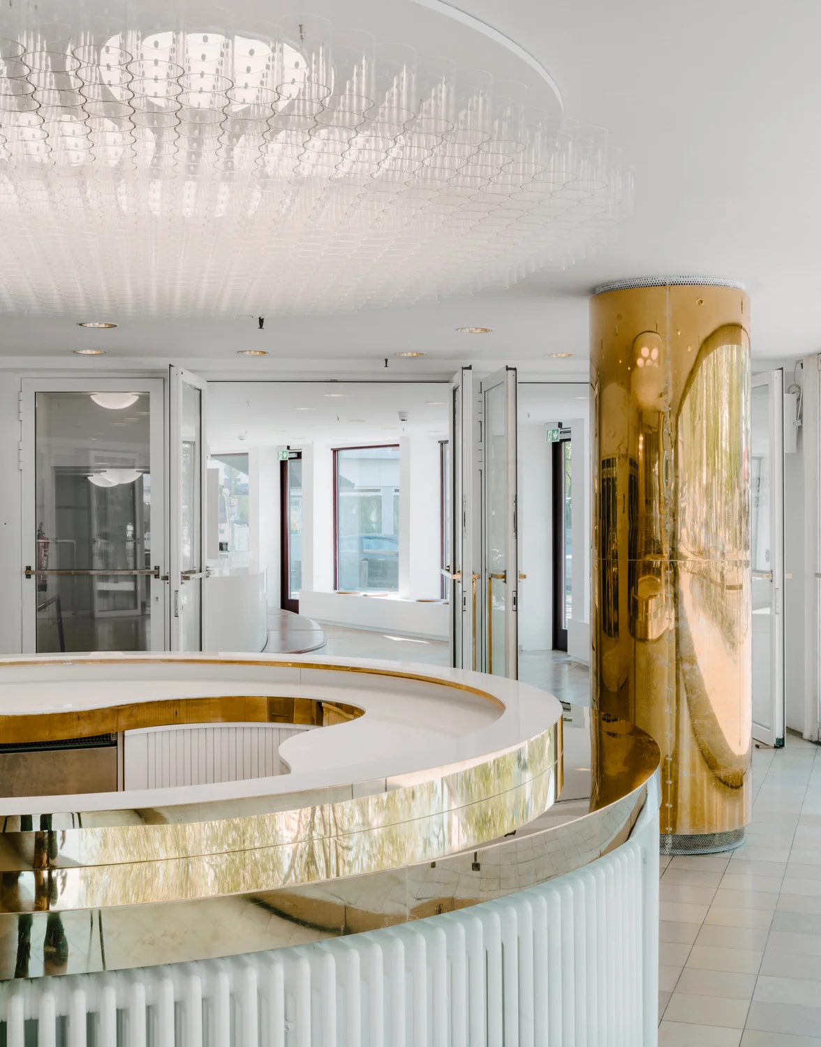 Reception area of the Schaubühne, Berlin. Photography by Simon Menges, courtesy of Barkow Leibinger.