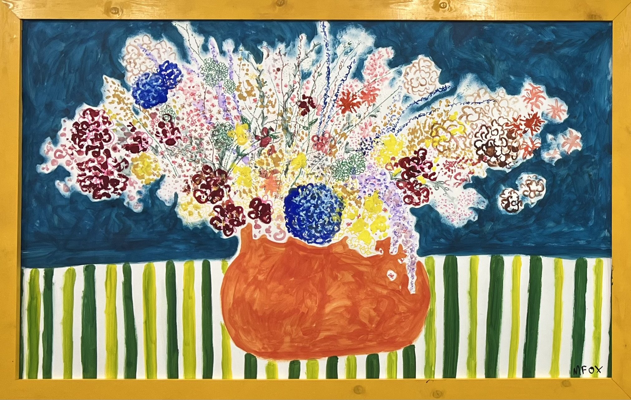 Flowers in Orange Vase