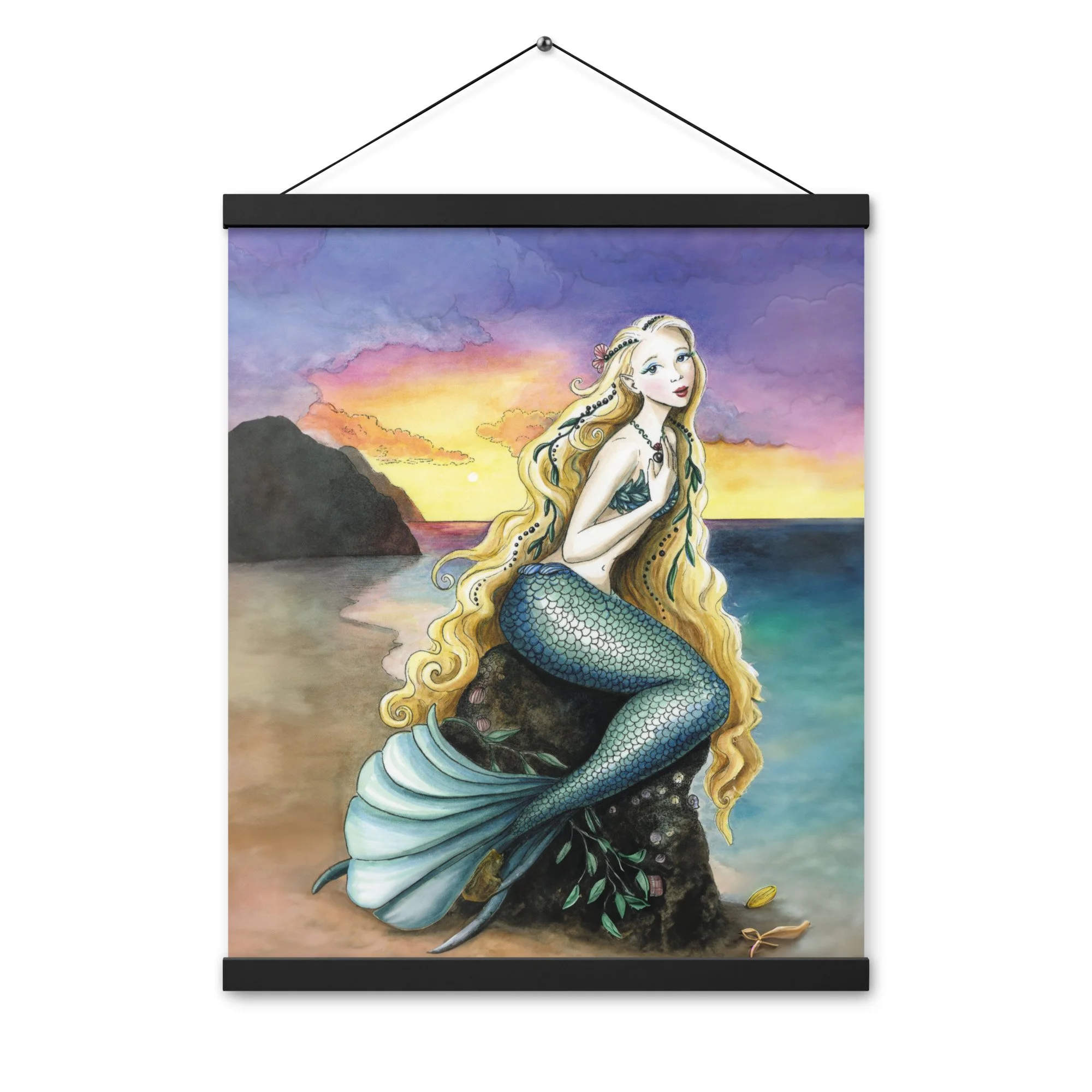 Mermaid Rising Poster with hangers — Lisa Victoria Art