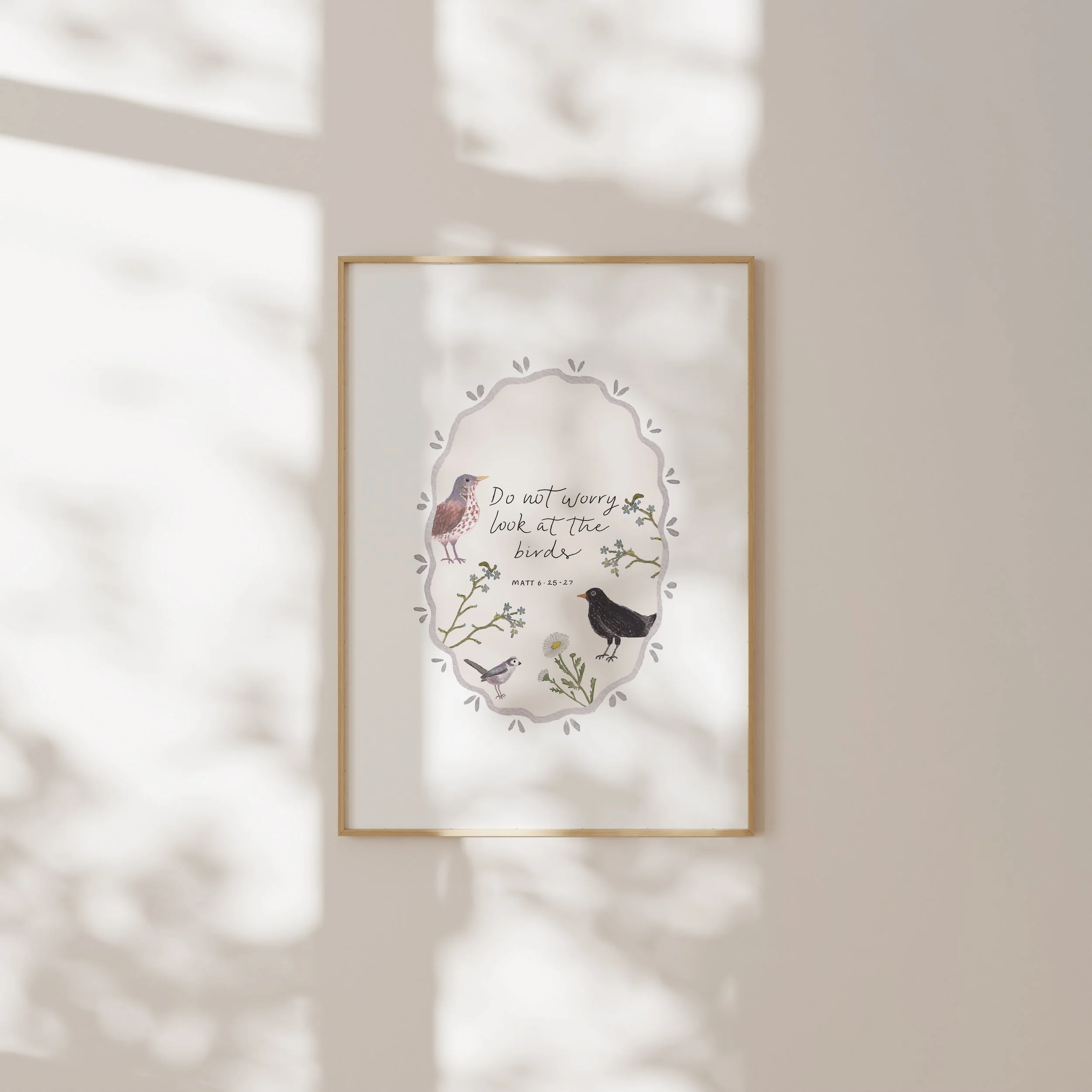 'Do not worry' Birds Bible Verse Wall Print