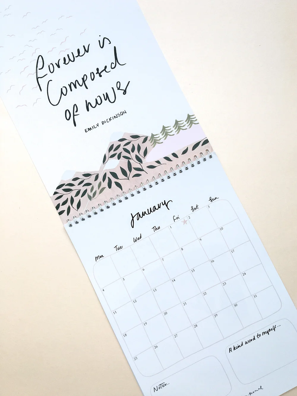 Illustrated Wall Calendar With Inspirational Quotes 2021 The Hidden Pearl Studio