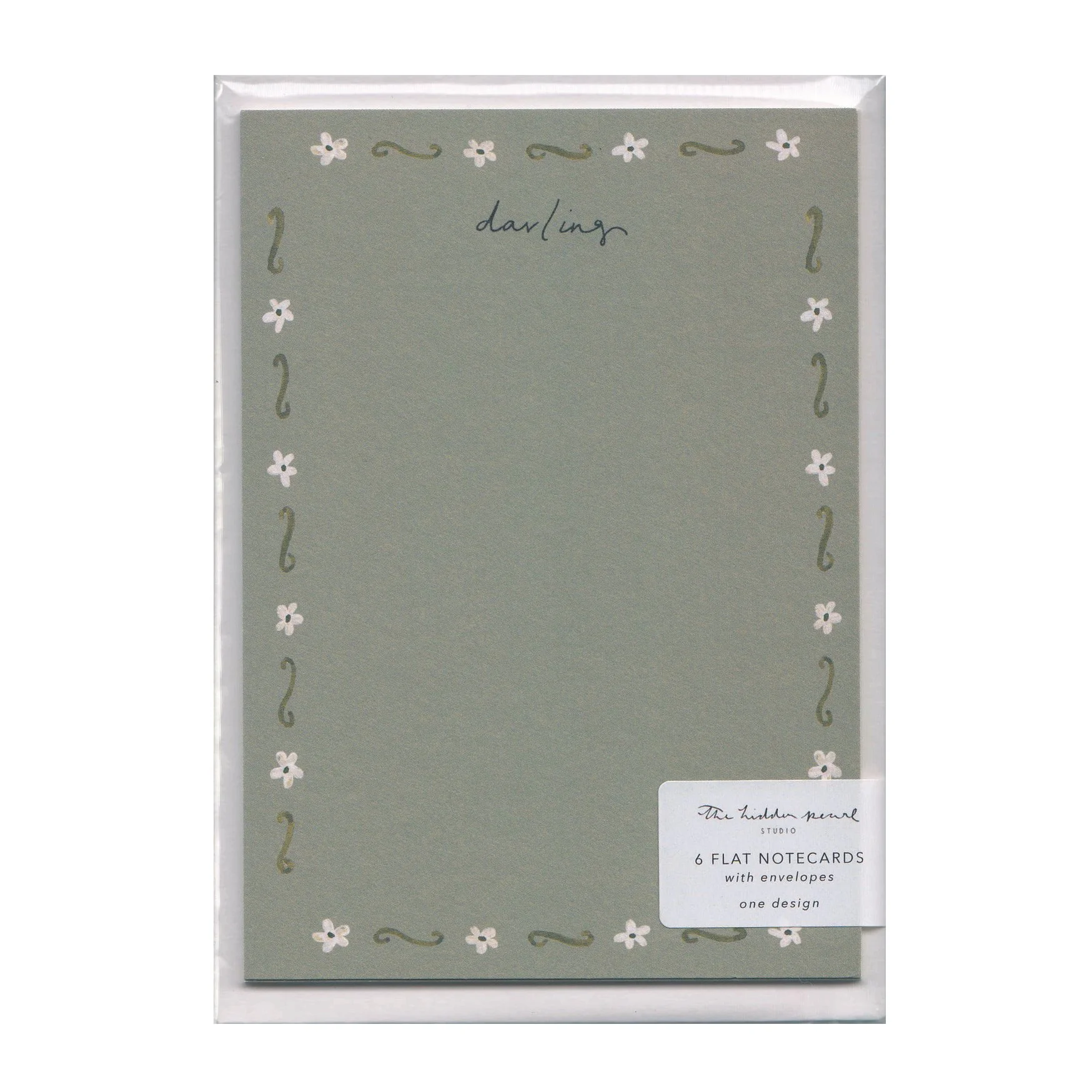 Pack Of 6 'Darling' Flat Notecards &amp; Envelopes