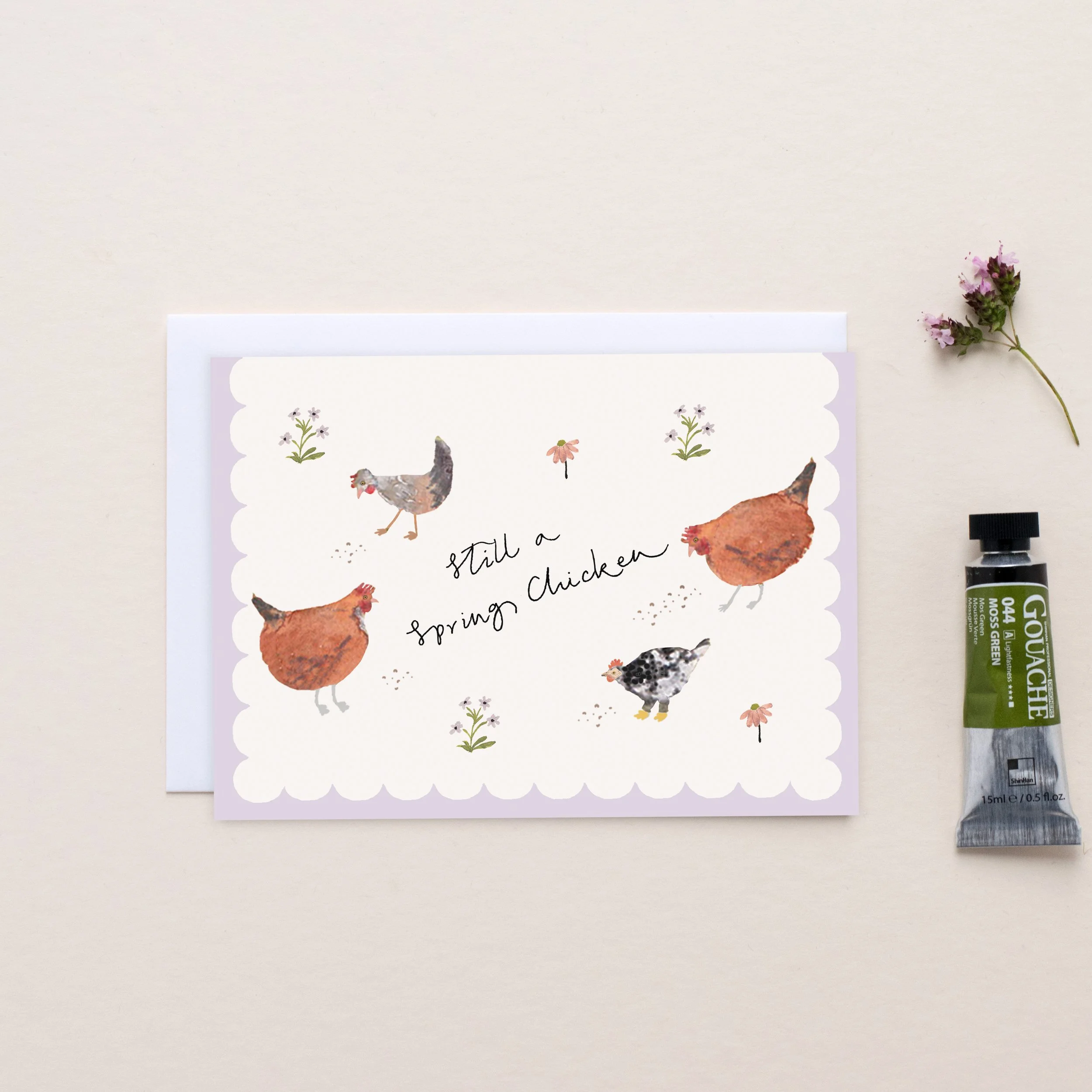 Spring Chicken Birthday Card