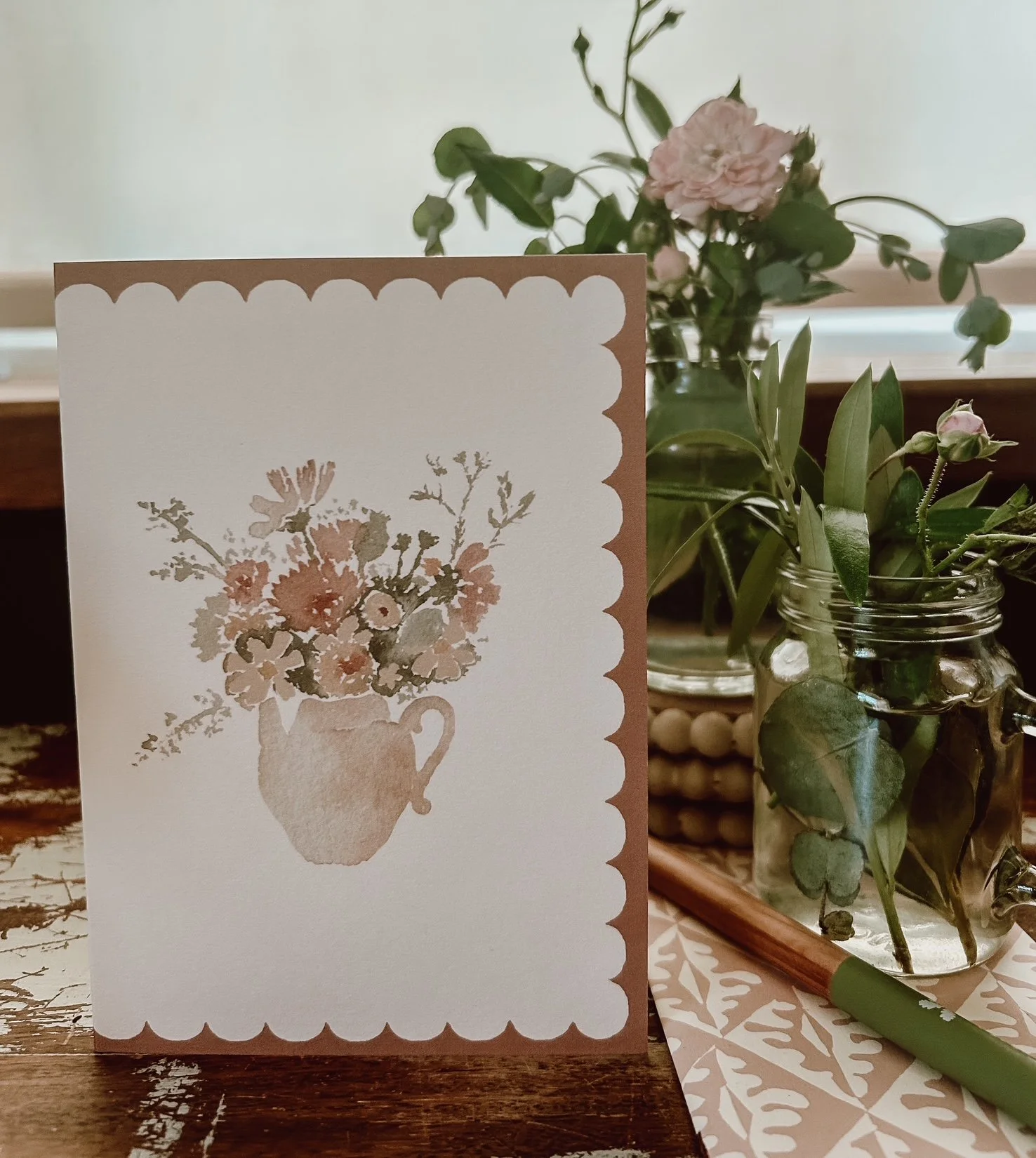 'Vintage Flowers' Just Because Card