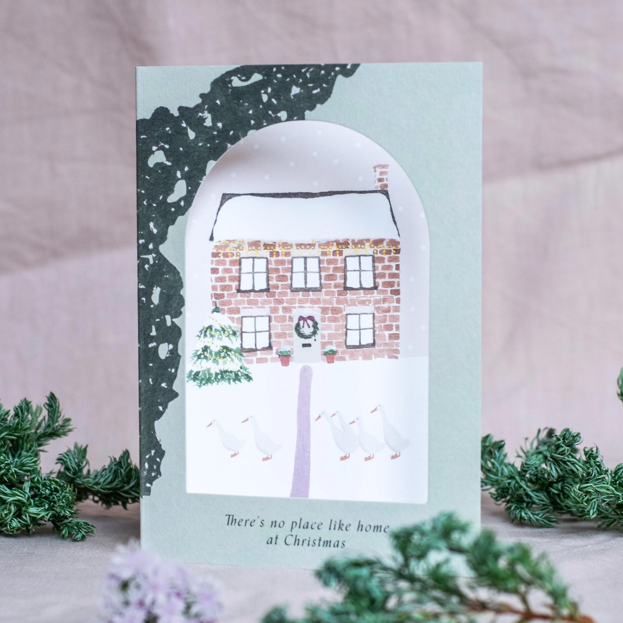 'No Place Like Home' Cut Out Window Christmas Card