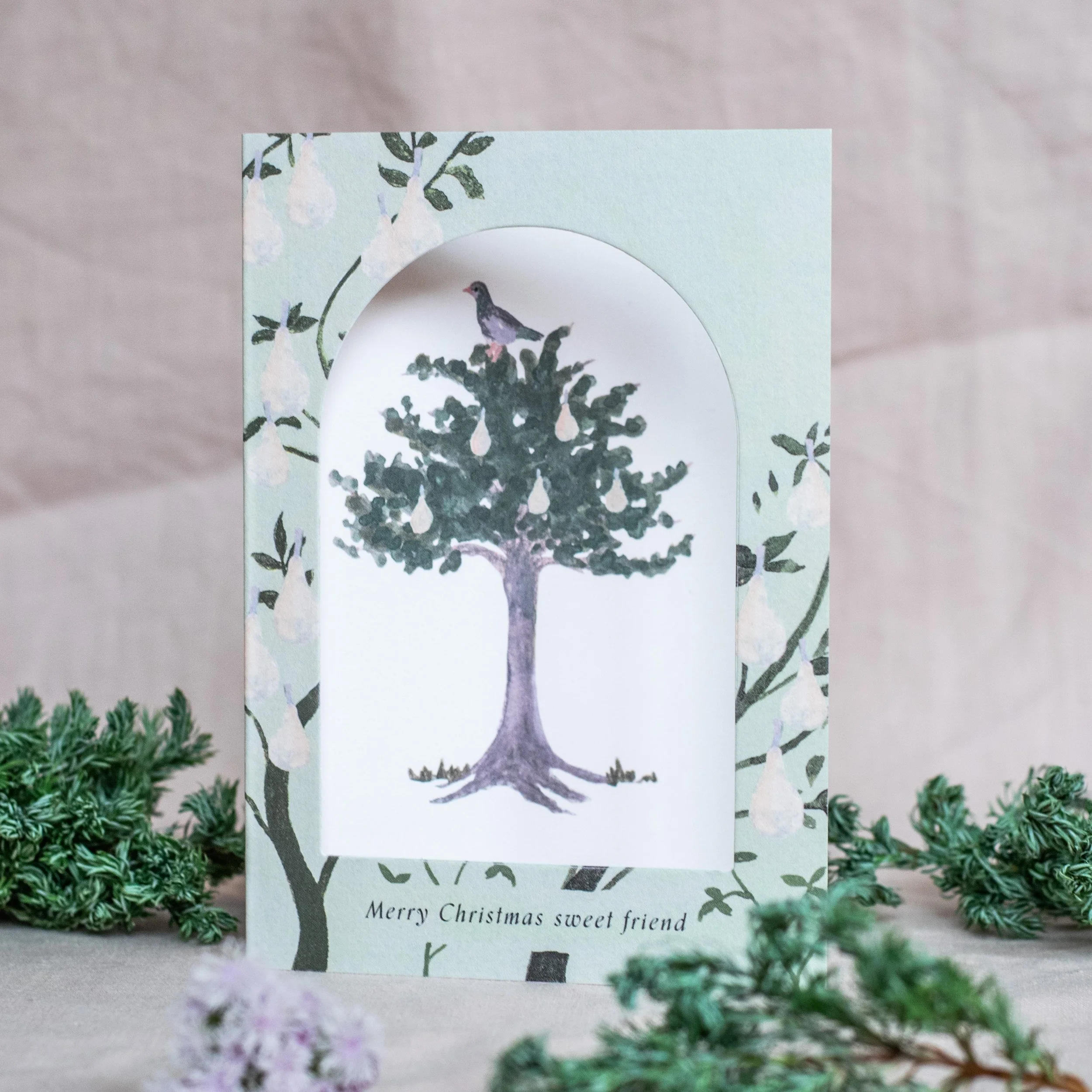 'Sweet Friend Festive' Cut Out Window Christmas Card