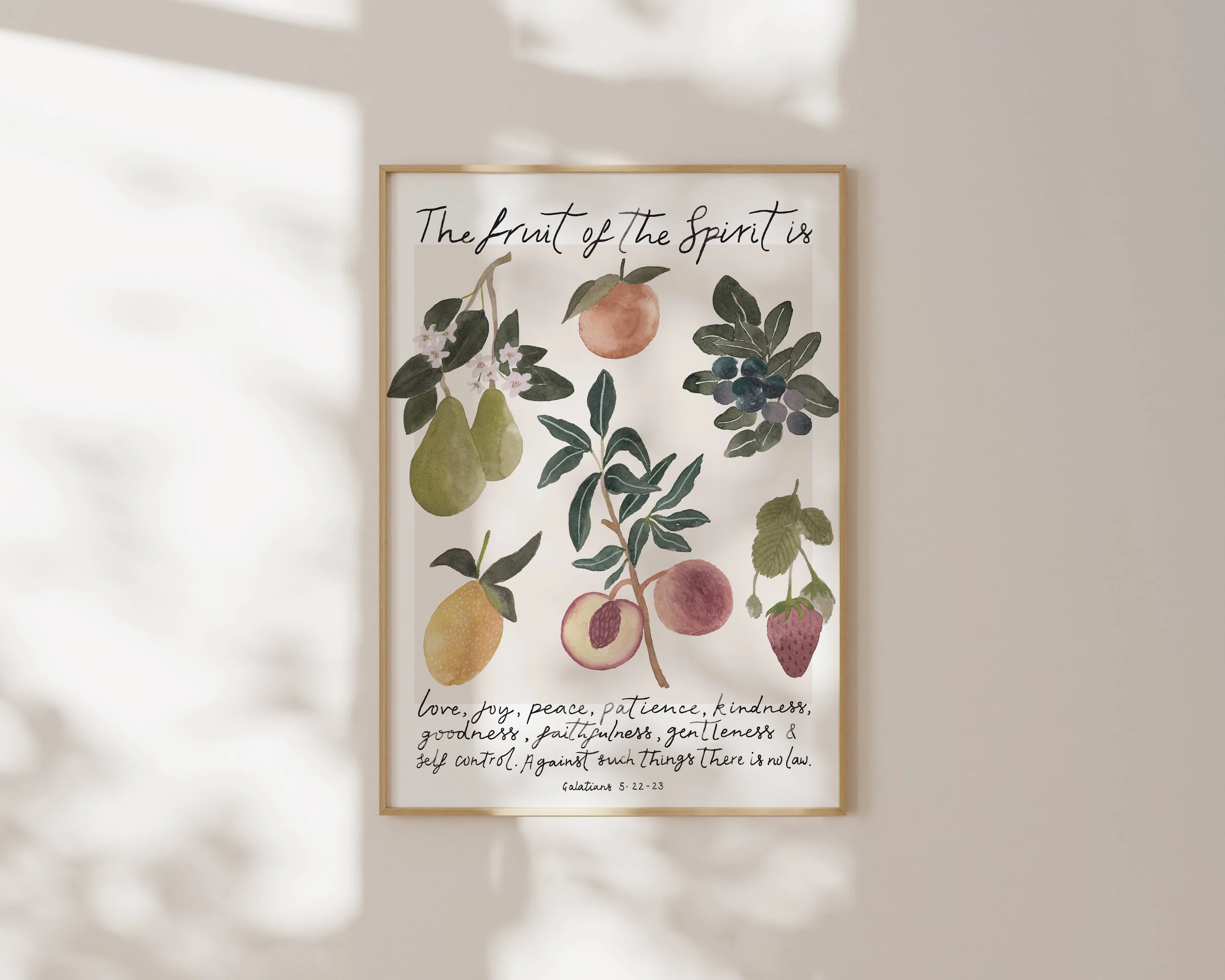'Fruit of the Spirit' Bible Verse A3 Wall Print