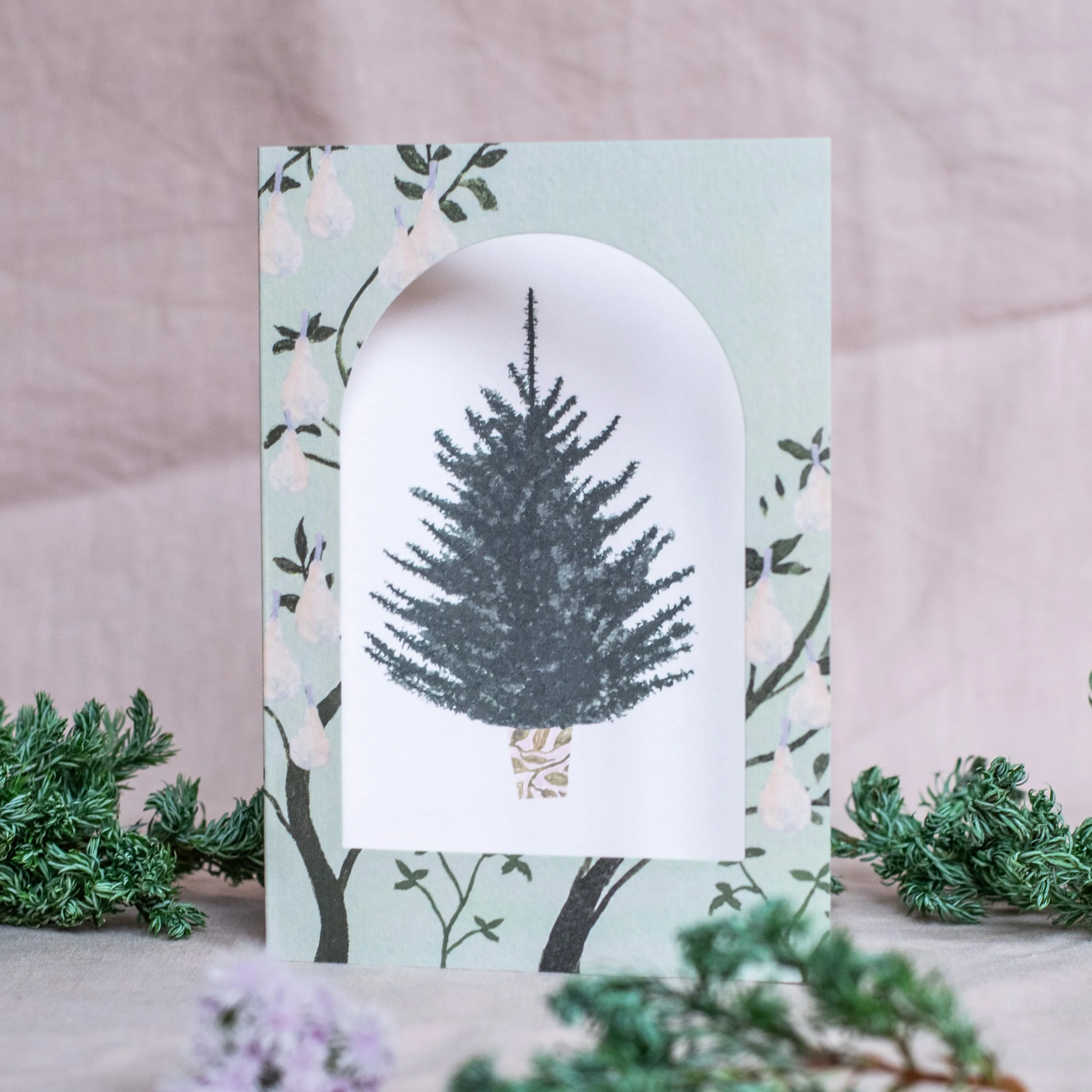 'Traditional Blank Tree' Cut Out Window Christmas Card