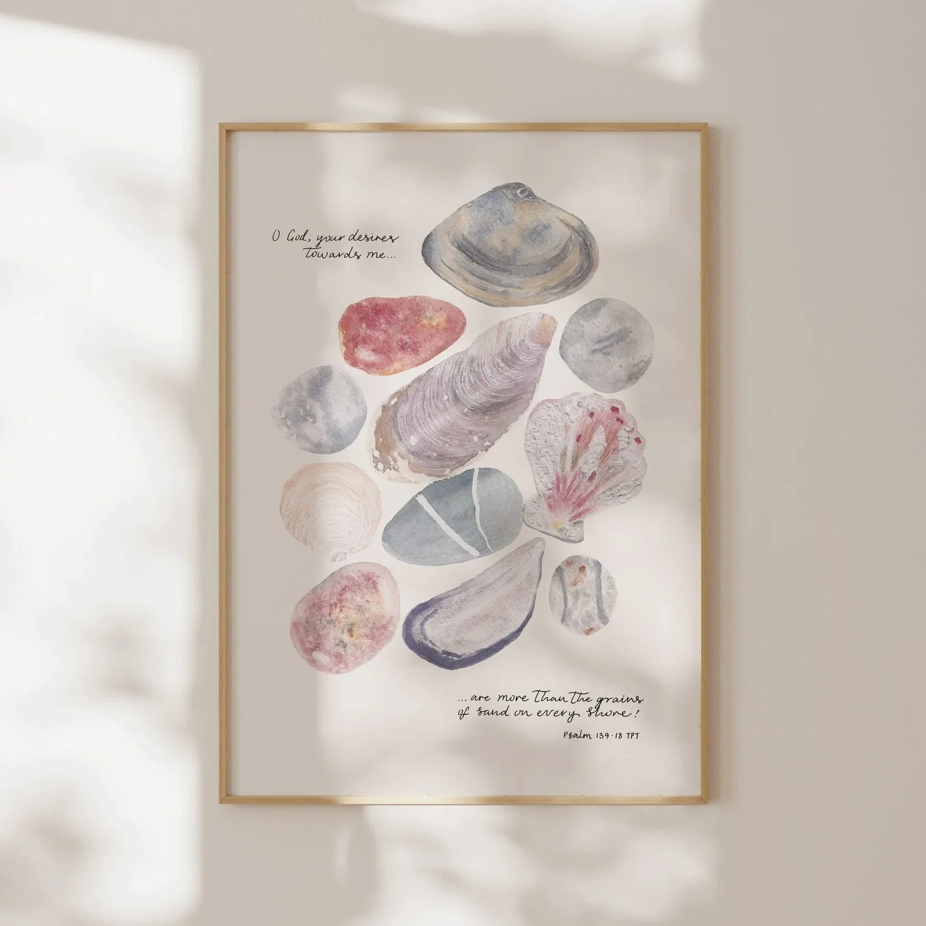 'Sea Shells' Psalm 139 Wall Print