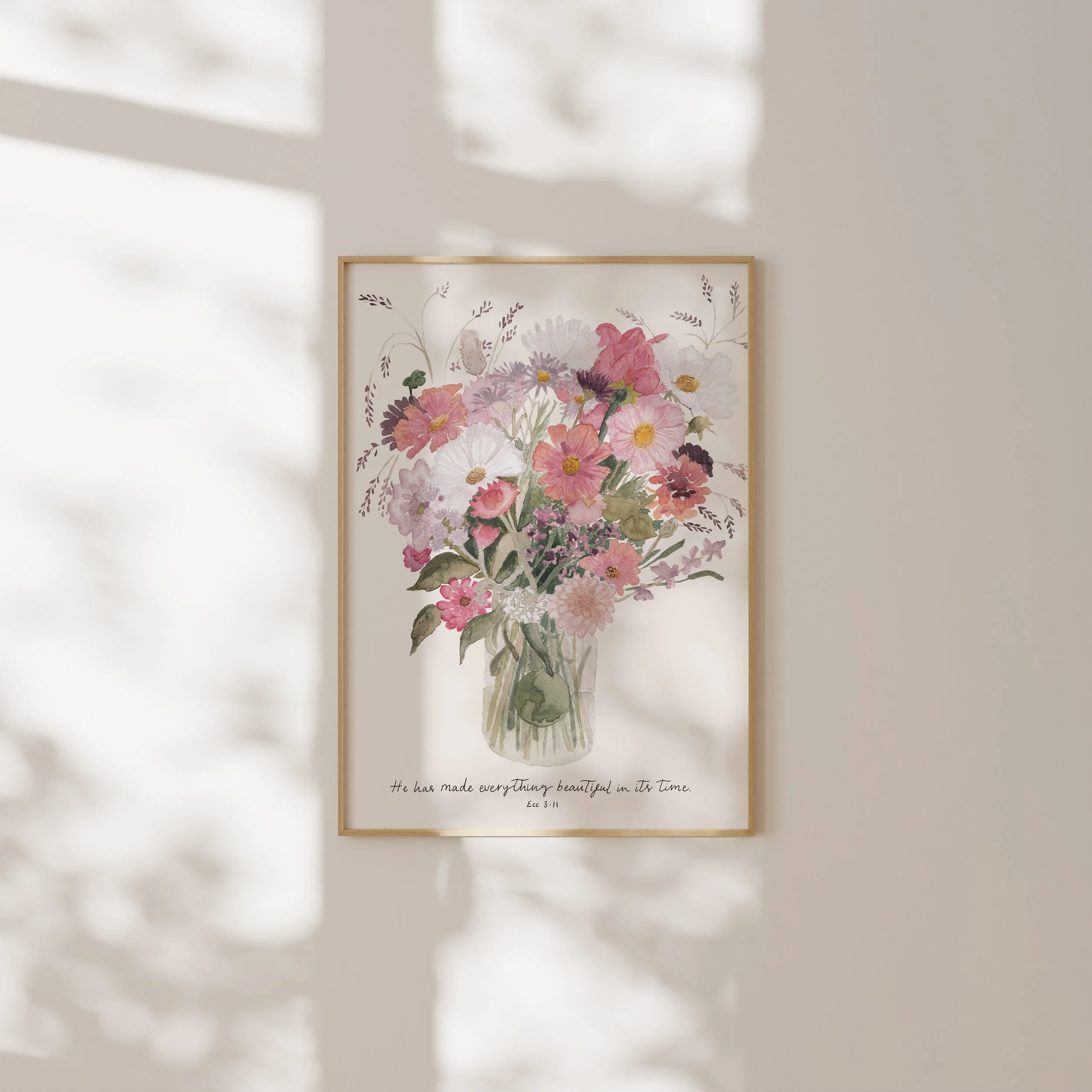 'Everything Beautiful In Its Time' Bible Verse Wall Print