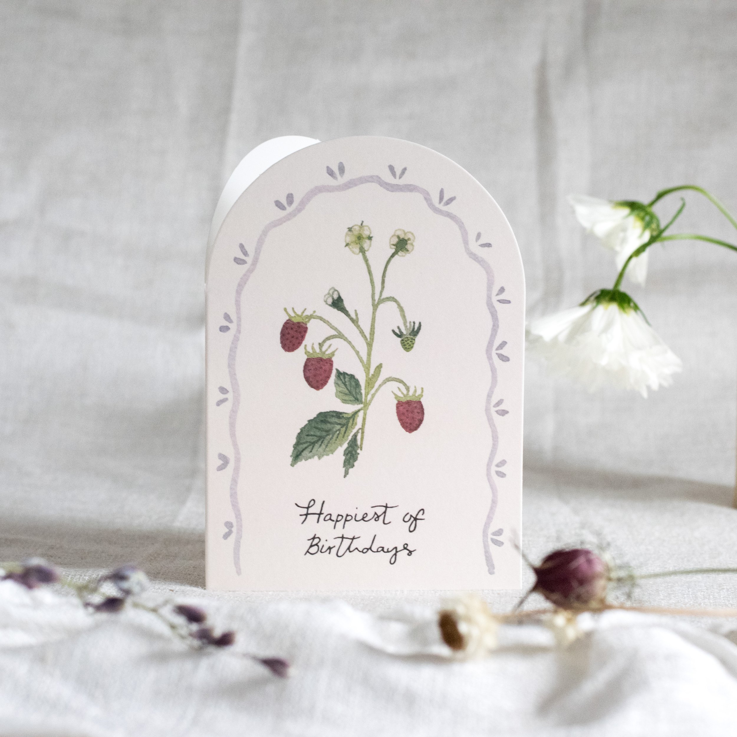 'Happiest of Birthdays' Wild Strawberry Birthday Card