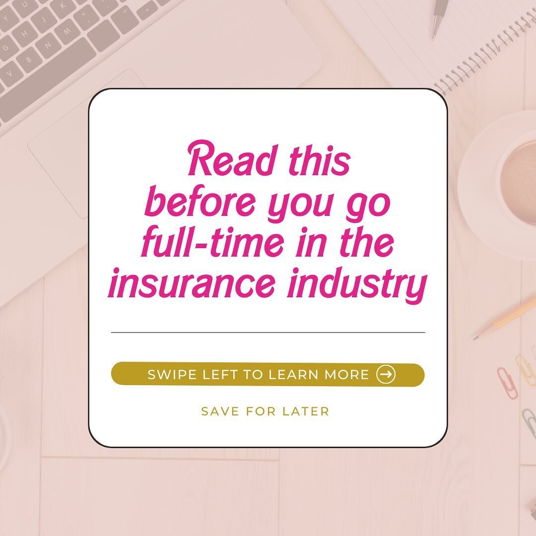 Read this before you go full-time in the insurance industry.

The past 10+ years in the Insurance Industry have definitely taught me a lot, and I have learned firsthand how tough yet rewarding it can be to become a full-time agent. ✨

Yes, there will