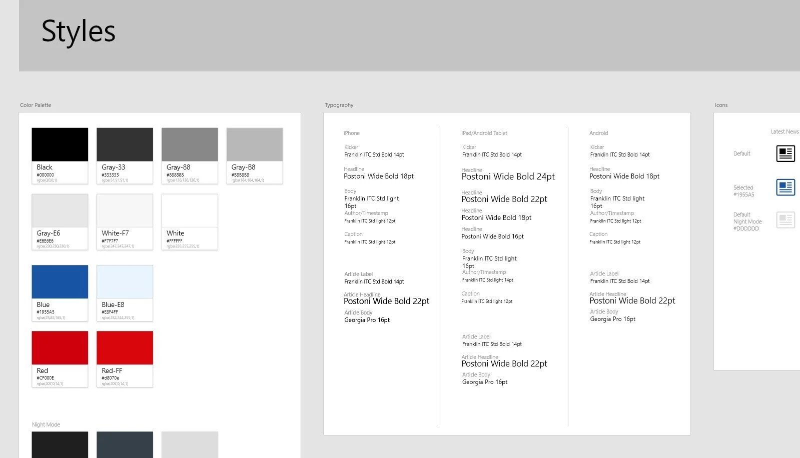 Washington Post Classic App Style Guide