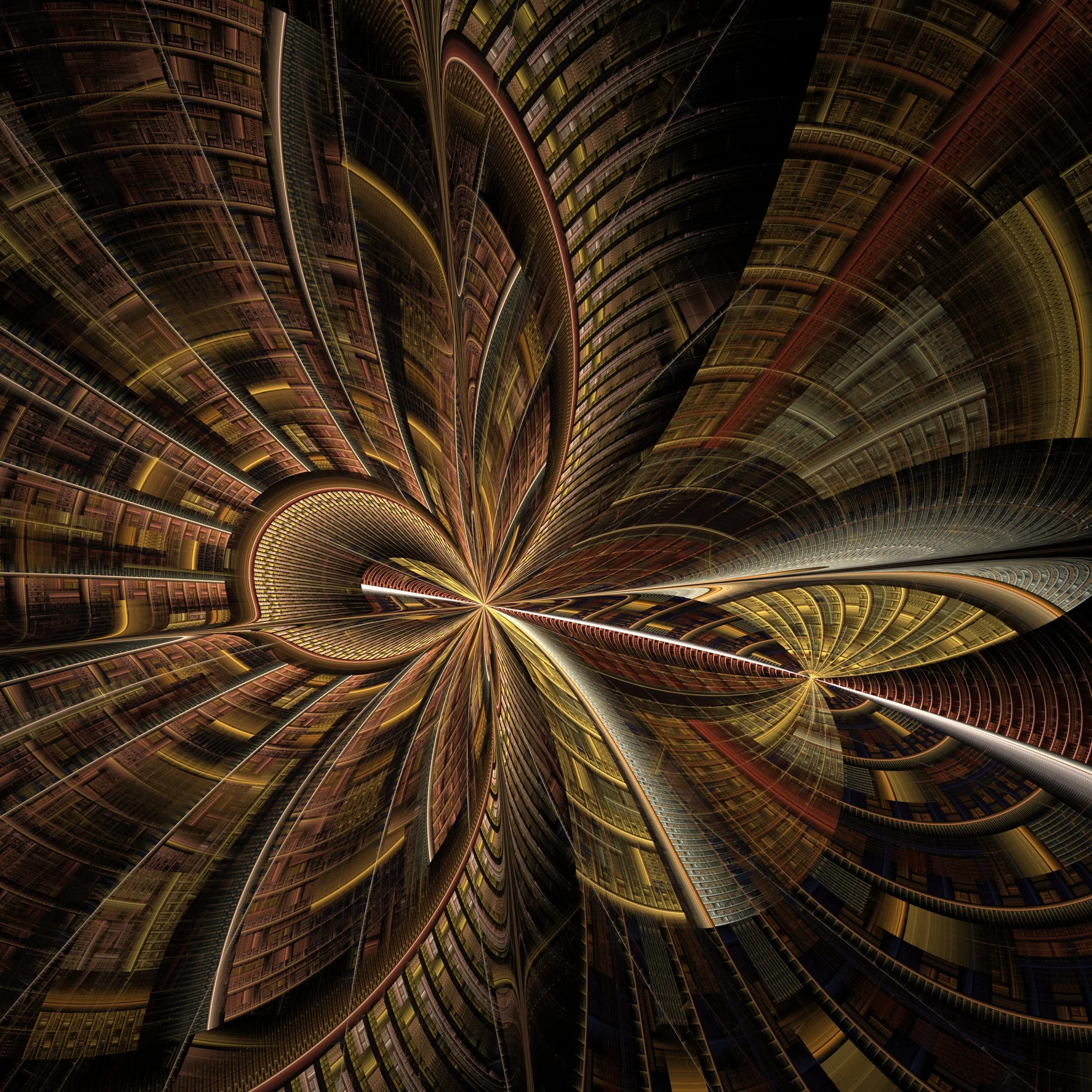 Abstracted swirling bookcases
