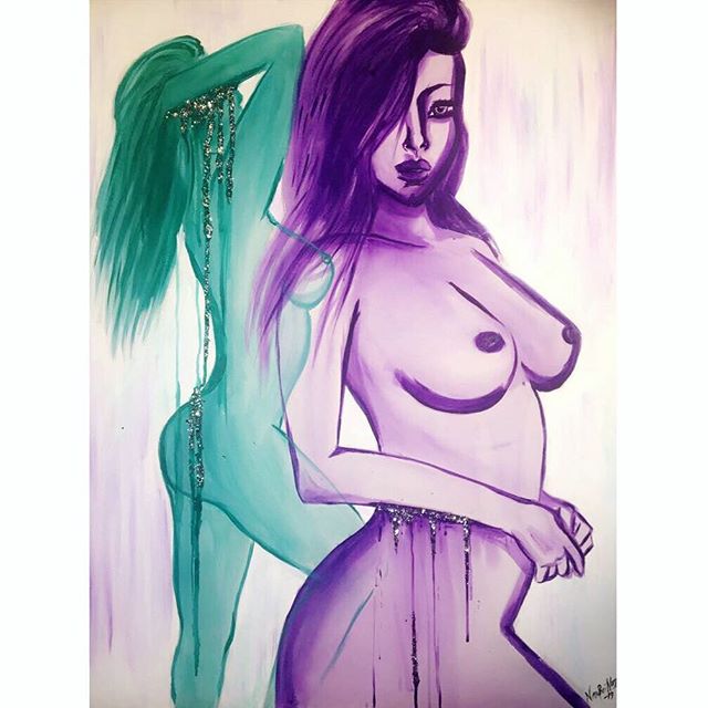 Self portrait 👩🏼&zwj;🎨 Acrylic painting 🎨 
80x100cm canvas 🖼 .
.
.
.
.
.
. .......
#art🎨 #artbyninaparinorss #art #artbyme #konst #konstverk #artbynina #ninaparinorss #kvinna #women #nude #acrylicpainting #acryl #frames #abstractart #artwork #a