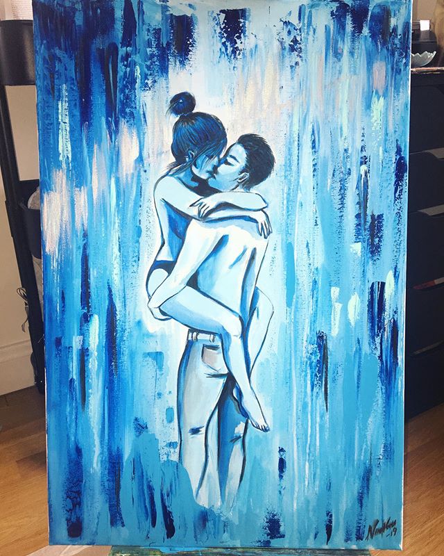 Yesterday I felt the need to paint. I had a lot of emotions and just sat down on the floor, headphones in my ears and just got transferred in to my own mind. This is the result. I call it &lsquo;Silver Lining&rsquo; what do y&rsquo;all think? .
.
.
.