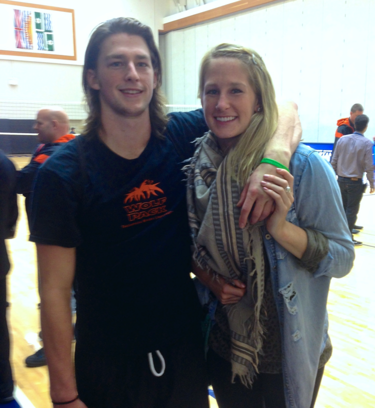 Little one and I after his match vs. Trinity Western University. 