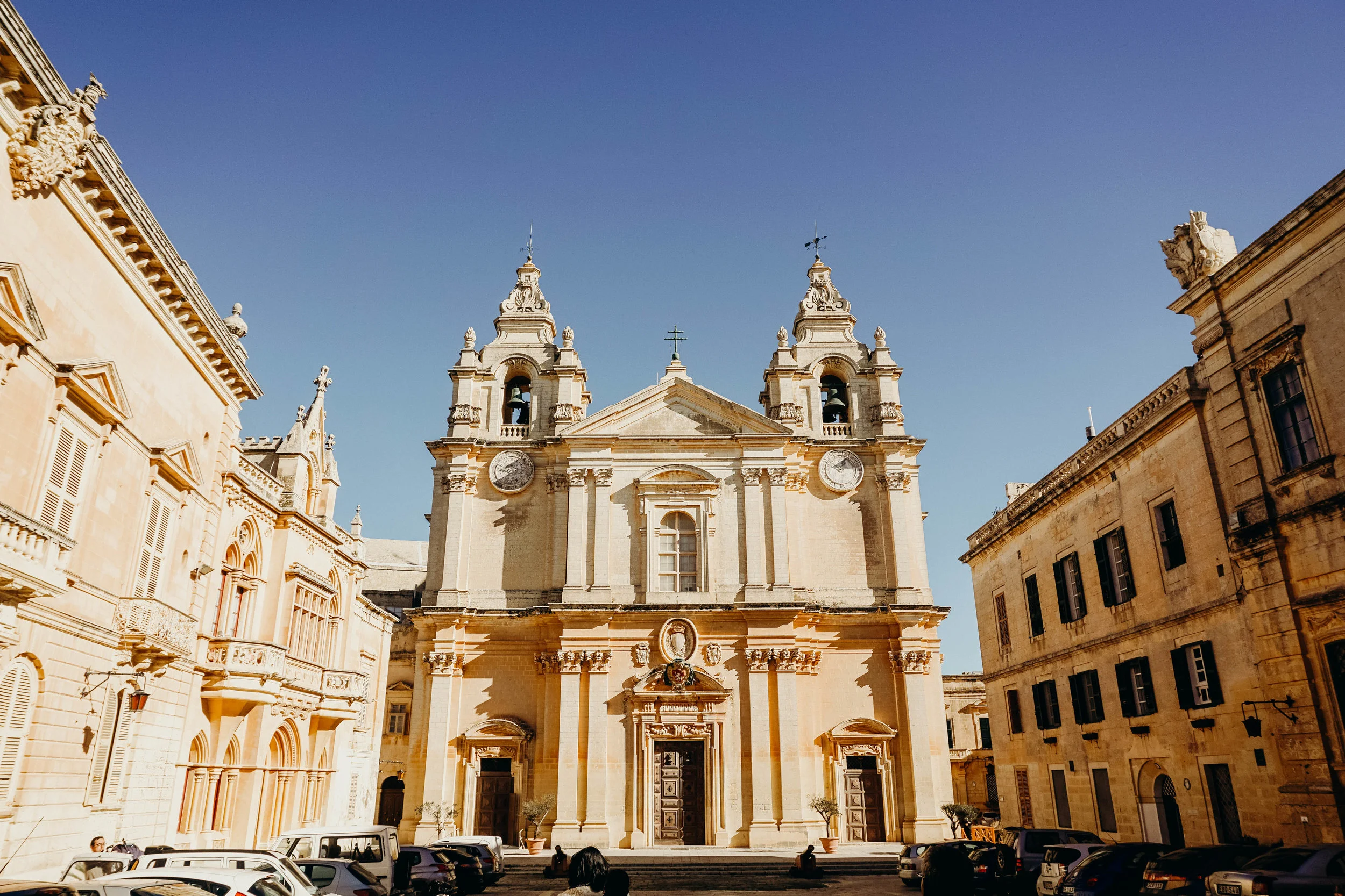 St. Paul’s Cathedral. The cathedral is said to be built on the site of the villa belonging to Publius, the Roman governor of Malta who welcomed St Paul in AD 60. Echoing St John's Co-Cathedral in Valletta, the floor of St Paul's is covered with the polychrome marble tombstones of Maltese nobles and important clergymen, while the vault is painted with scenes from the life of St Paul.