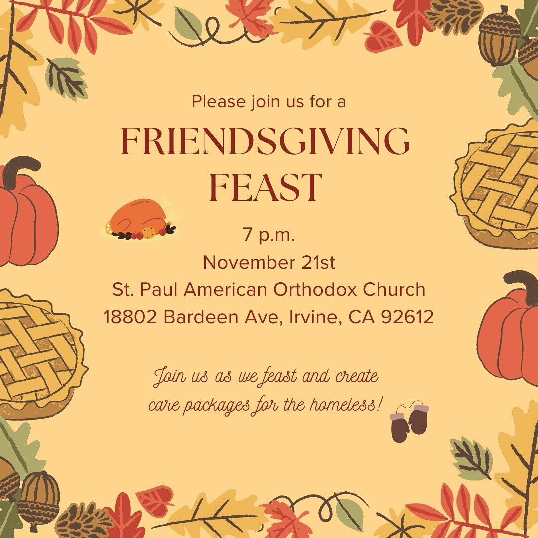 Tommorow!! Please sign up for potluck items and items for the care packages if you haven&rsquo;t already! 🦃🍁