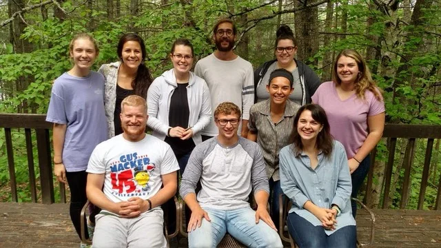 Rachel Lamb (back row, third from left) with a group of students from 2018