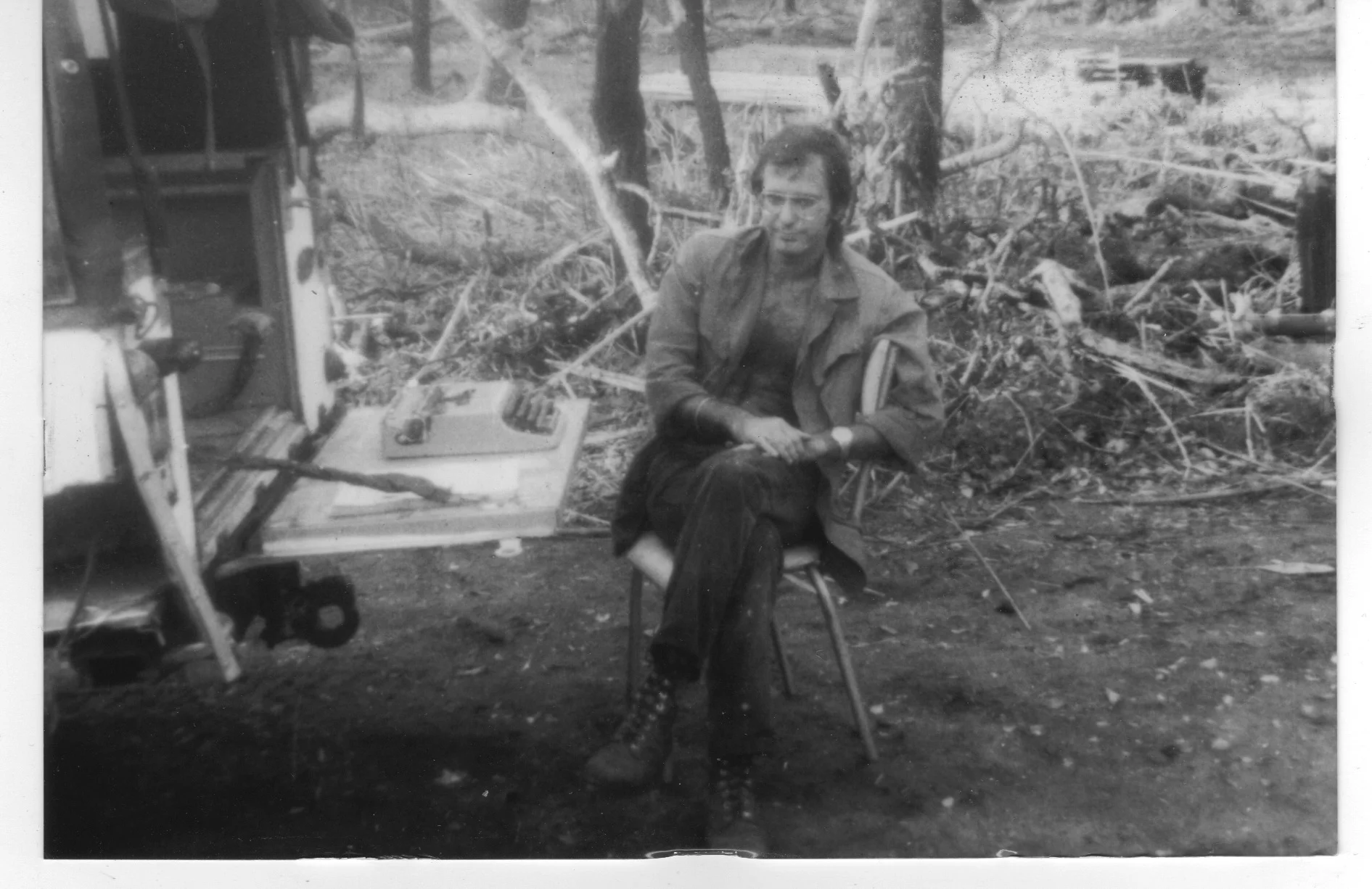 The author contemplating the prospect of writing FIRMLY BY THE TAIL, in the Central African Republic, in 1973