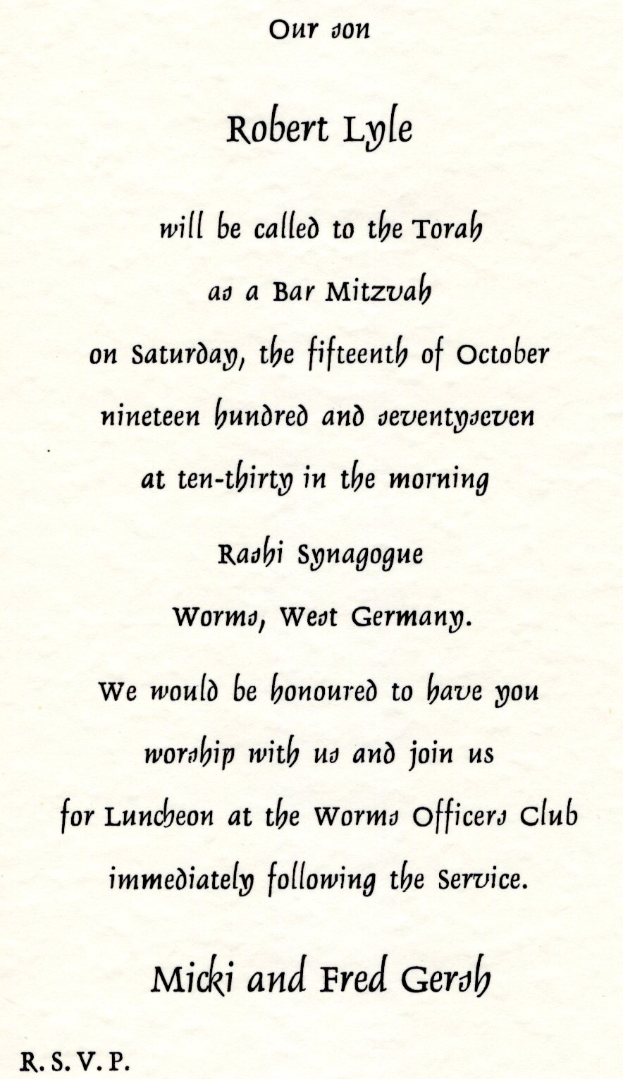 Bar Mitzvah Invitation-English