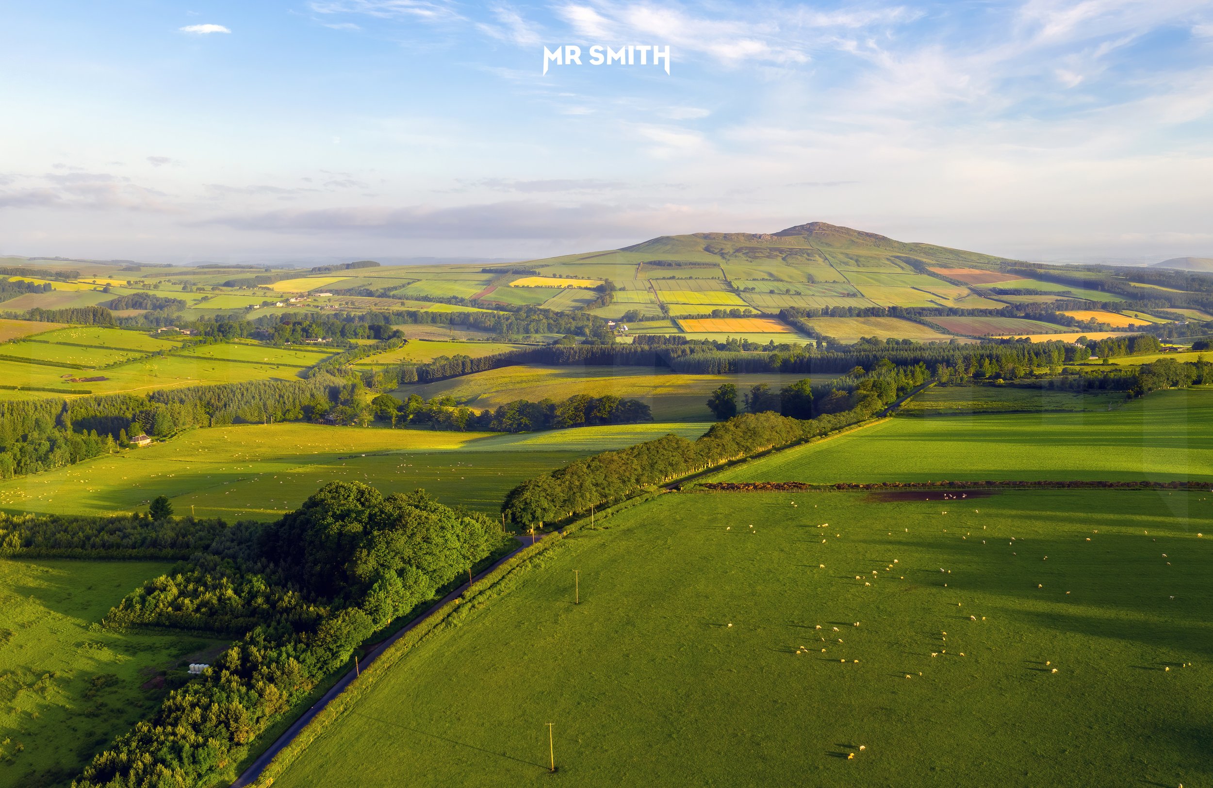 Aerial view of Ruberslaw, Scottish Borders