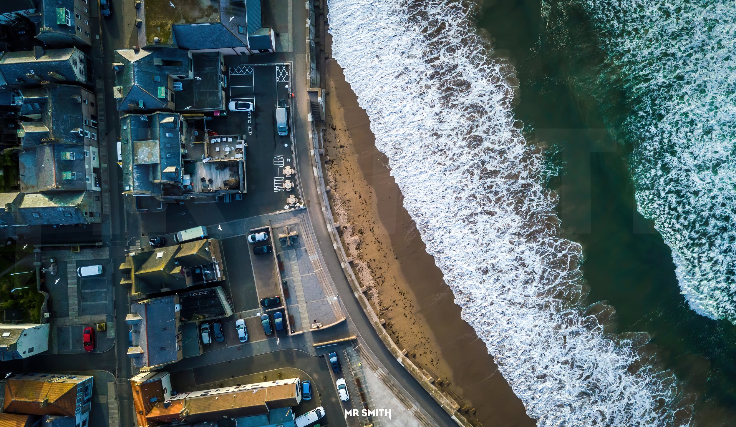 Aerial view of Eyemouth harbour, Scottish Borders