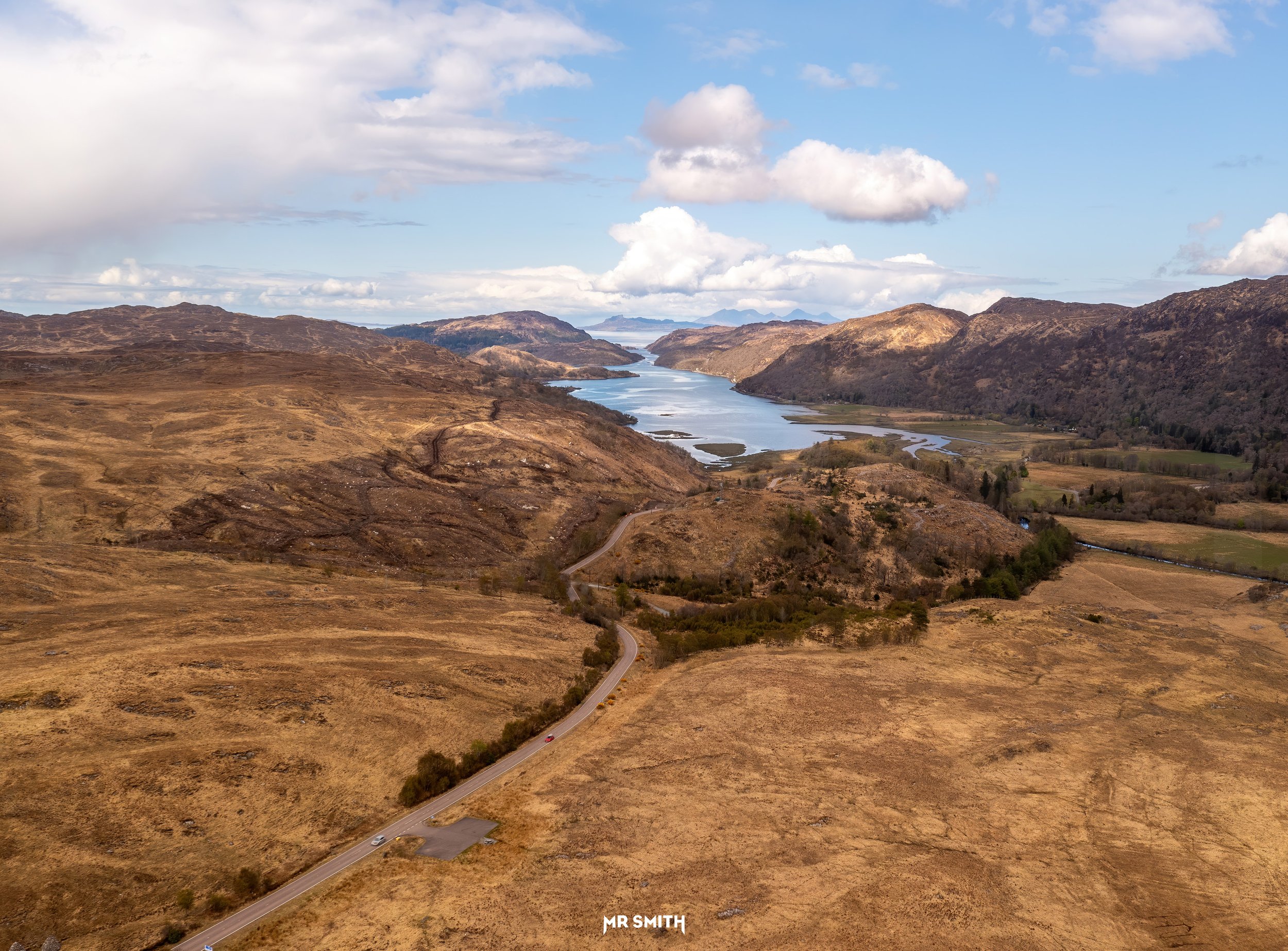 Aerial view of Loch Moidart, Scottish Highlands 