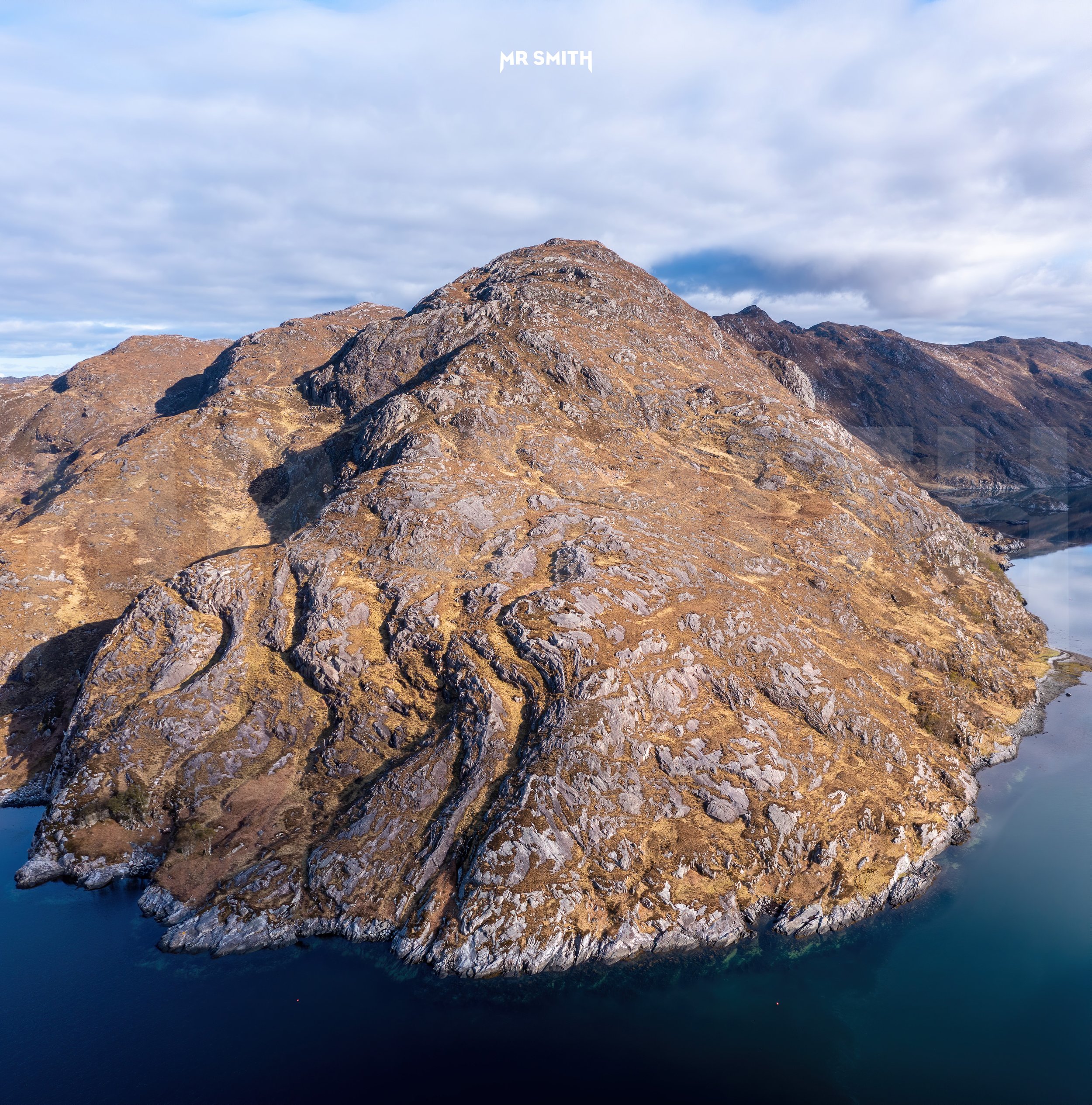 Aerial view of mountain, Loch Ailort, Scottish Highlands