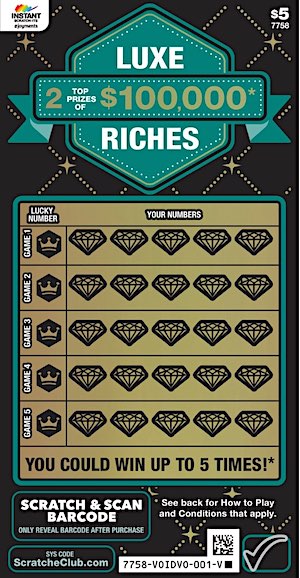 Luxe Riches scratch-off game, Australia.