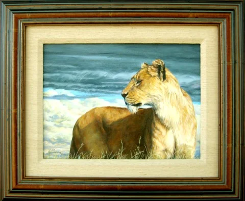 "Serengeti Moods" ~SOLD~ by Dennis Curry Young lioness. 