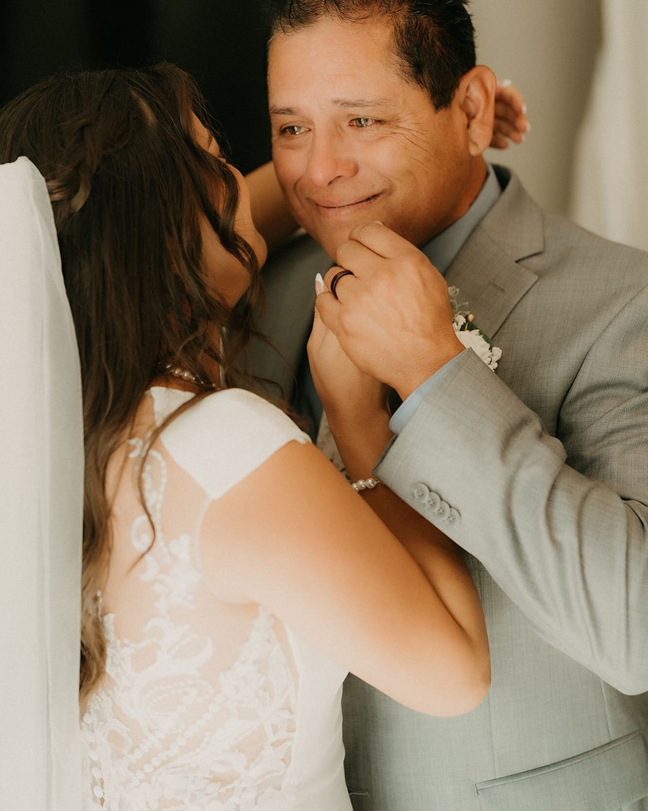 First look with dad can be a special moment on your wedding day.  10/10 recommend
