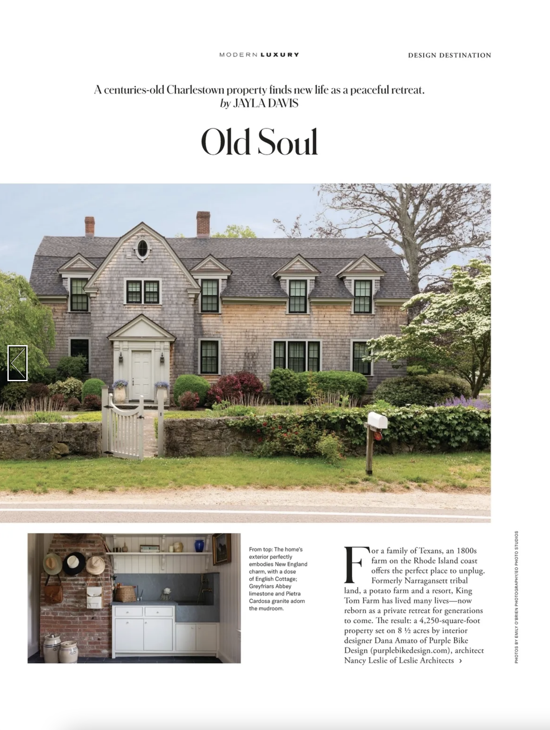 Modern Luxury Boston editorial featured home in Jamestown, Rhode Island