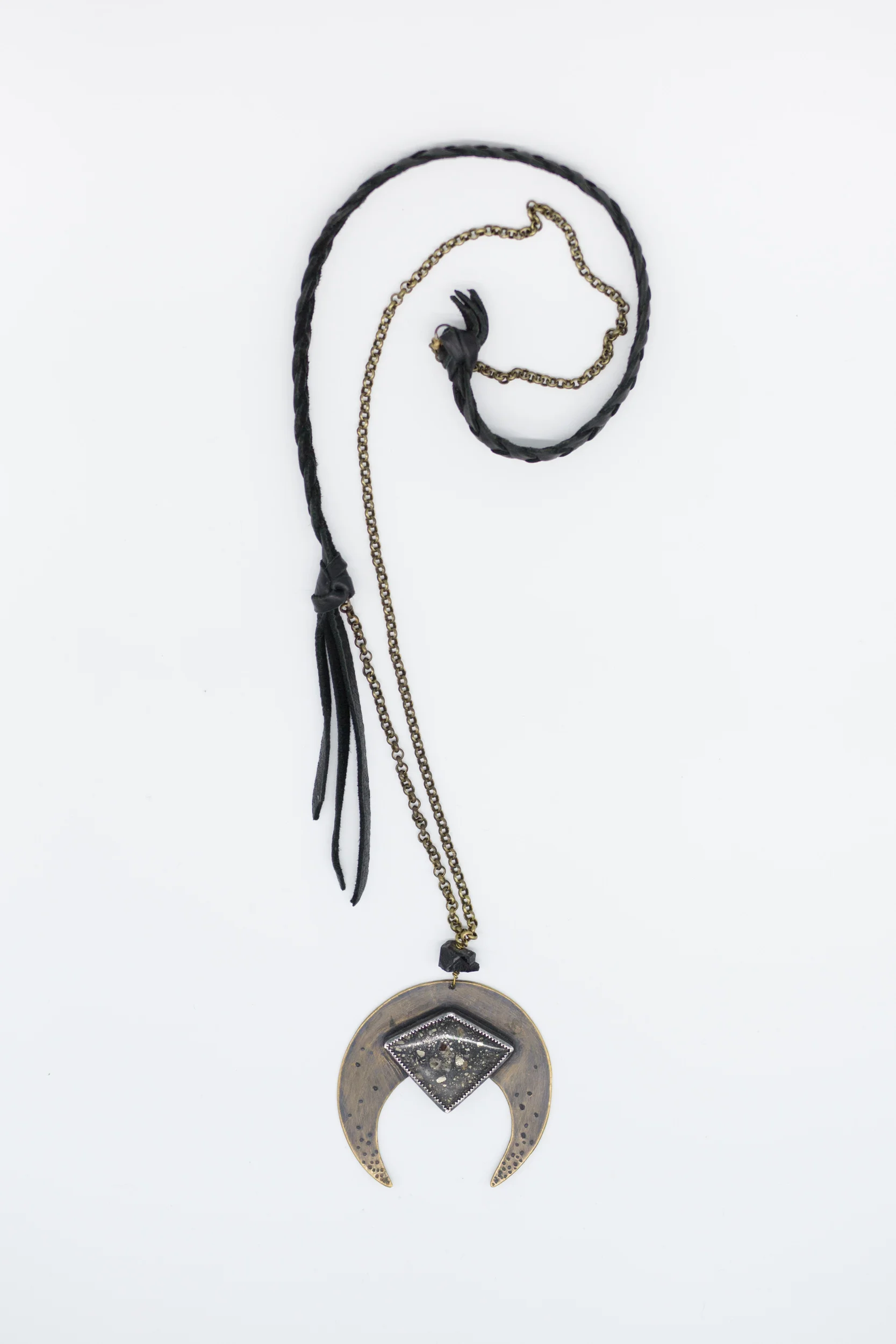 Asymmetric Dead Moon Amulet // Pyrite Quartz Shield 