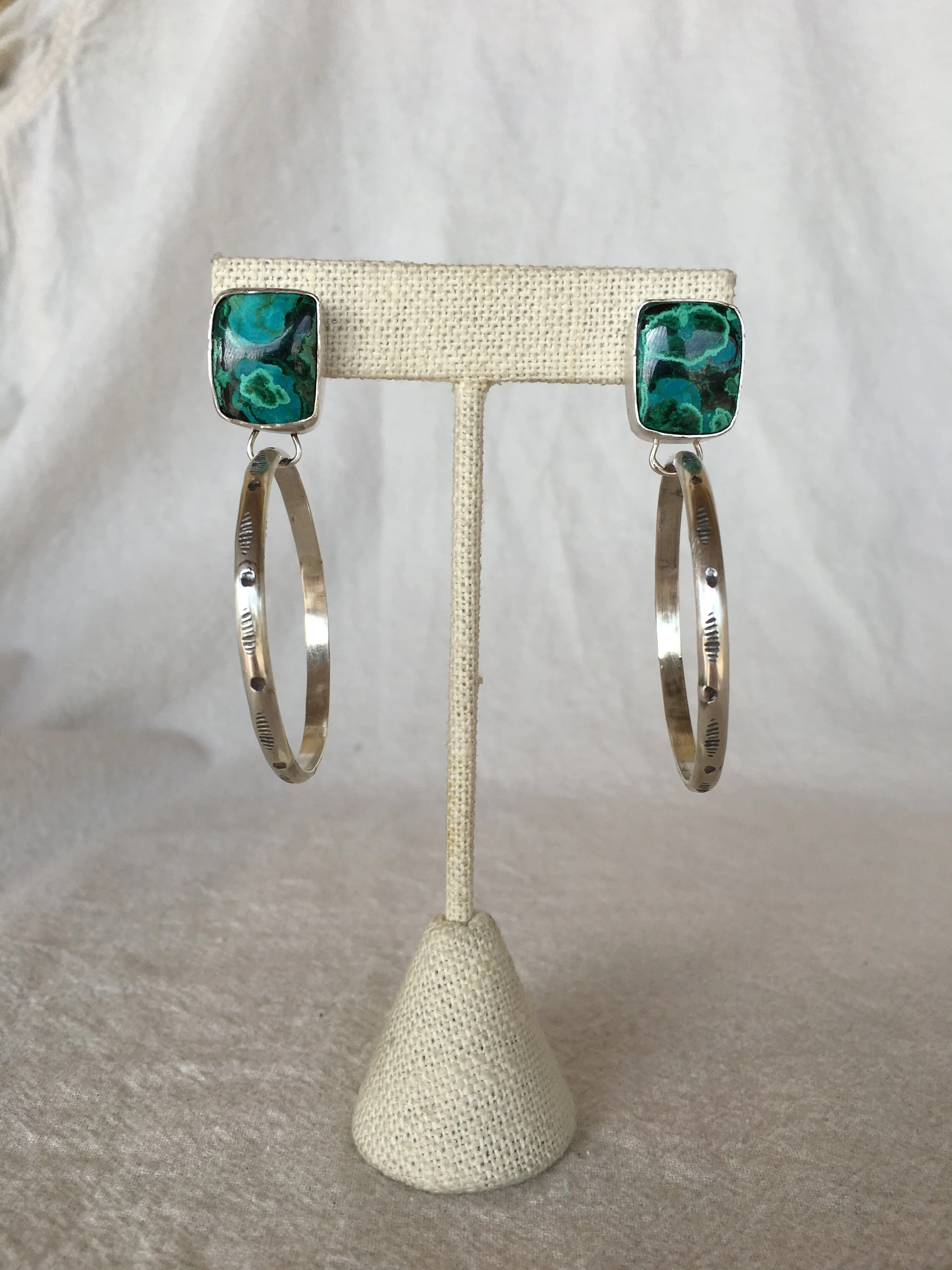 Mini Morenci Malachite Agave Hoops 
