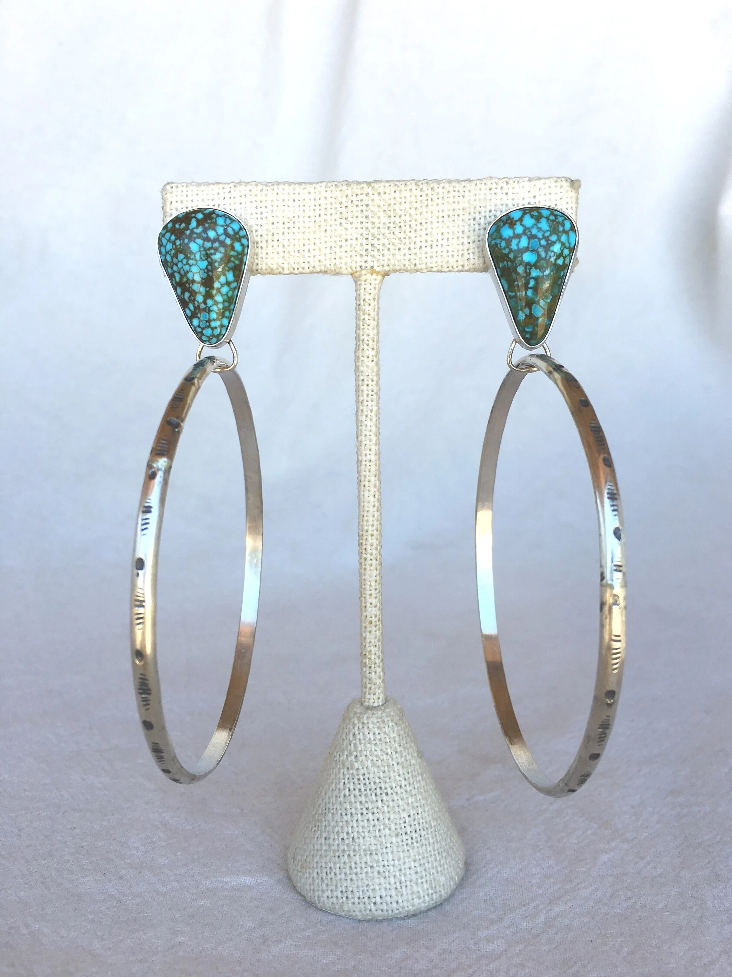 Kingman Turquoise Agave Hoops 