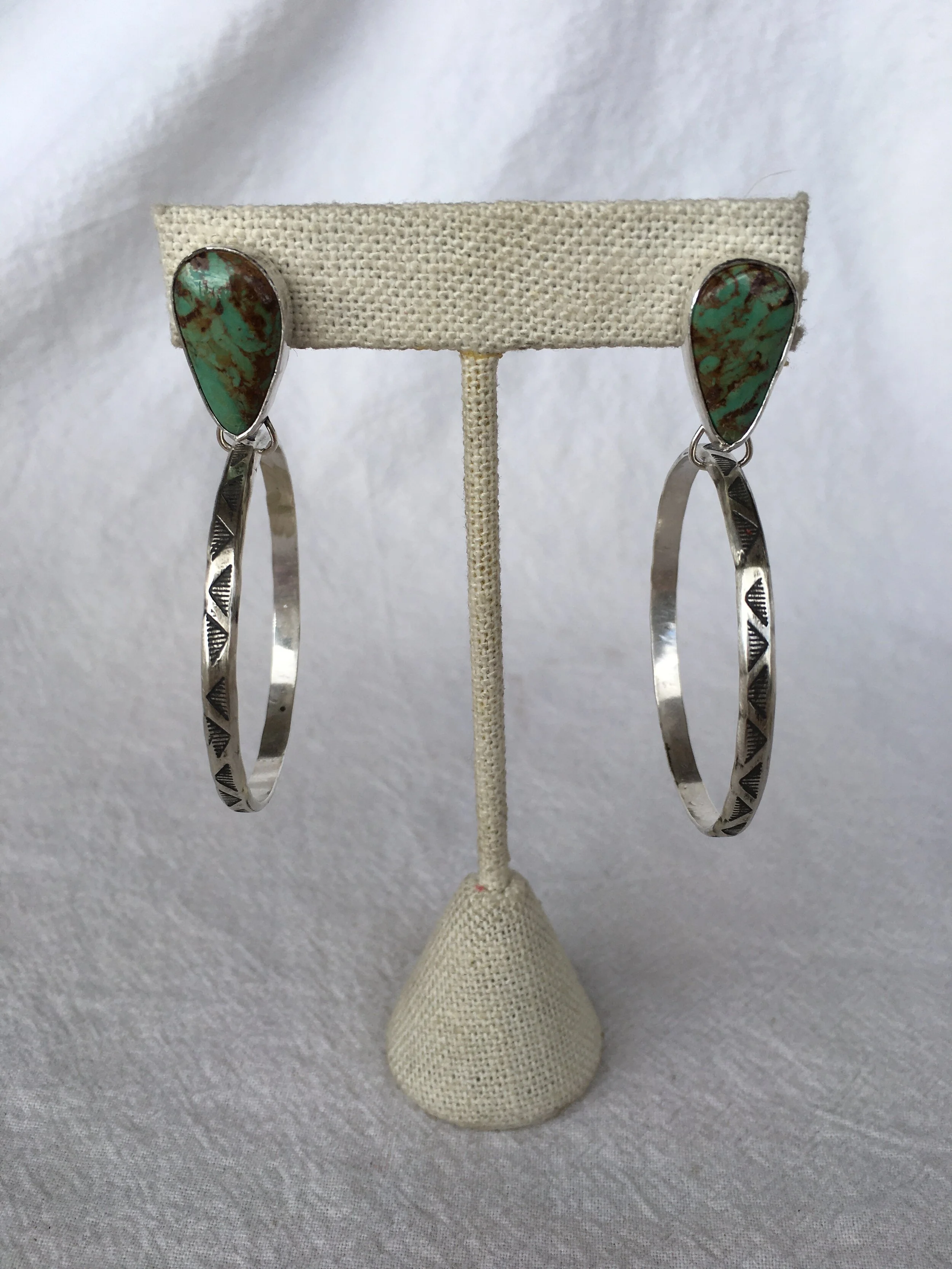 Mojave Turquoise Diamond Back Hoops