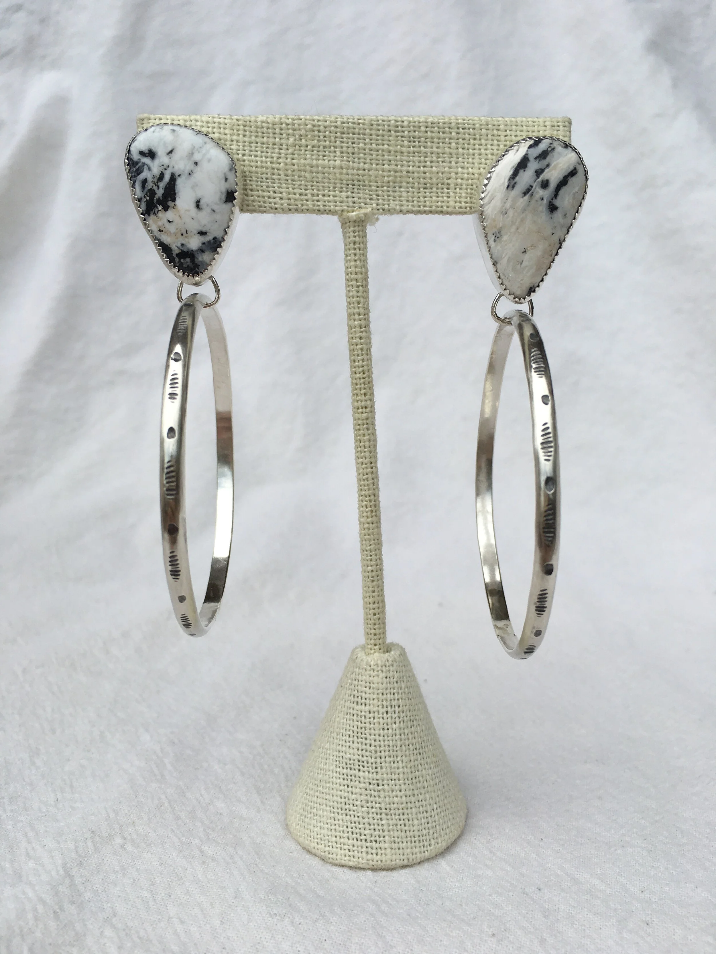 White Buffalo Turquoise Agave Hoop Earrings