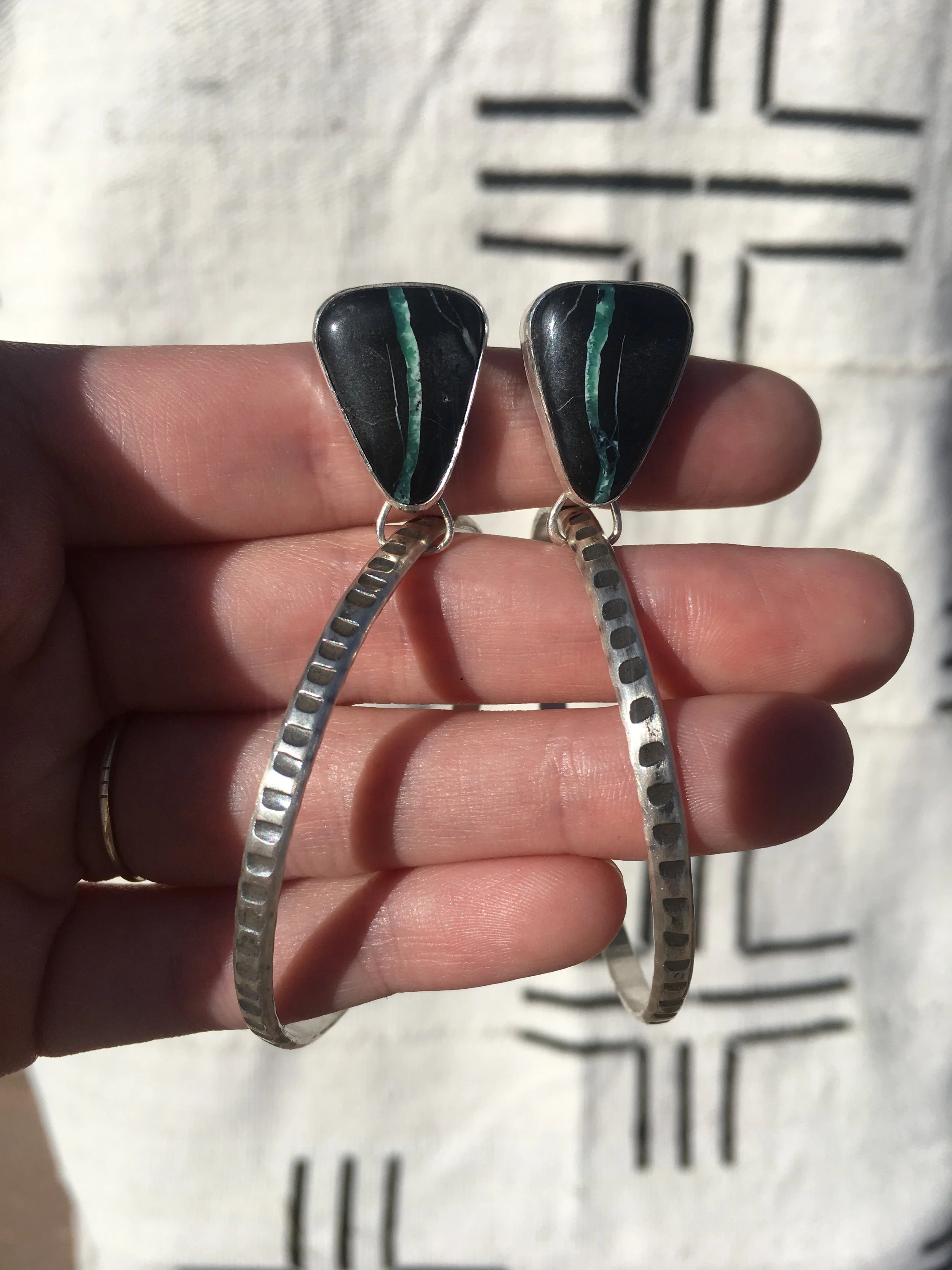 Black Buffalo Turquoise Snake Hoops